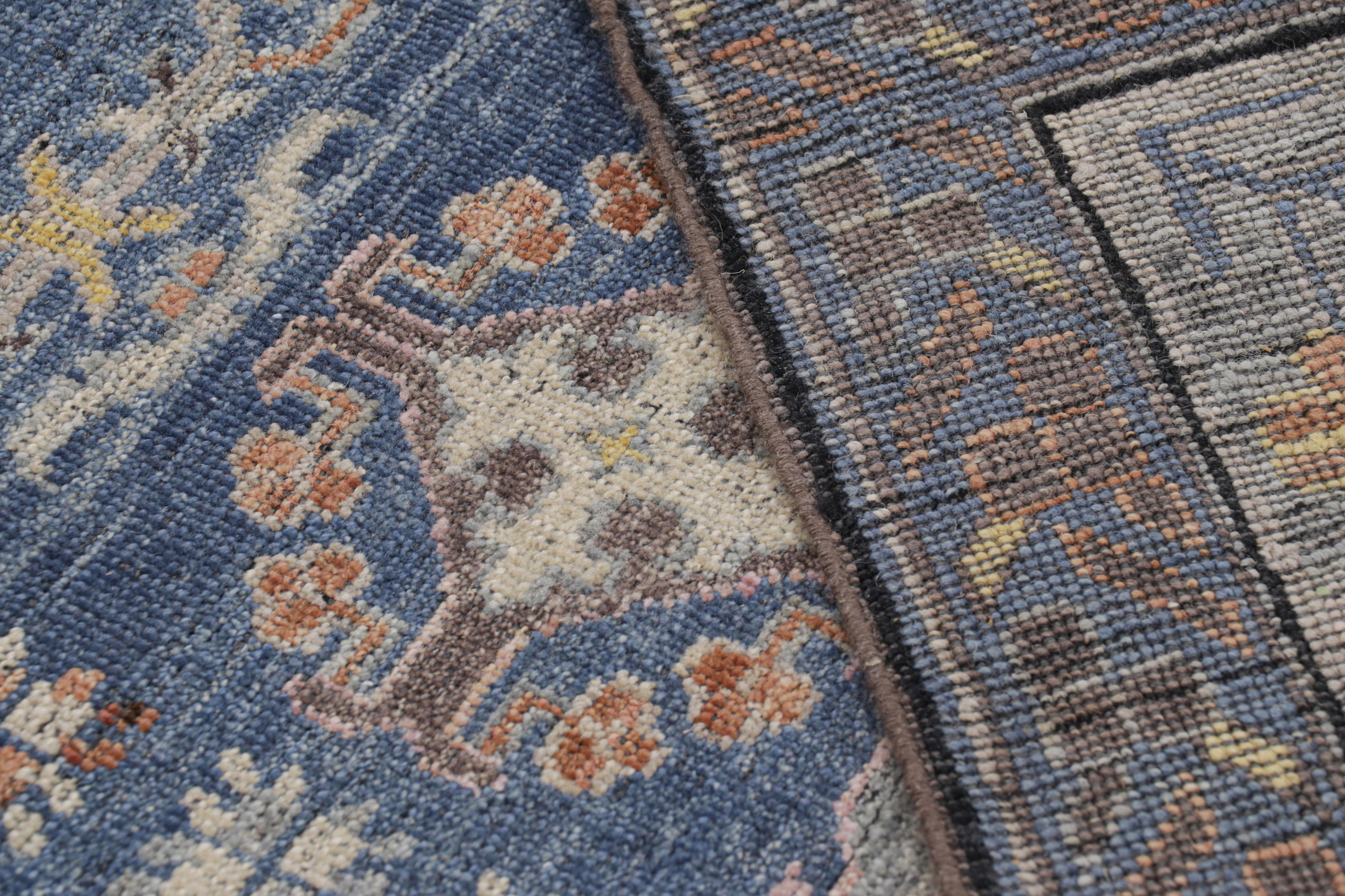 Rug & Kilim’s Khotan Samarkand Style Rug in Blue with Floral Medallions For Sale 1