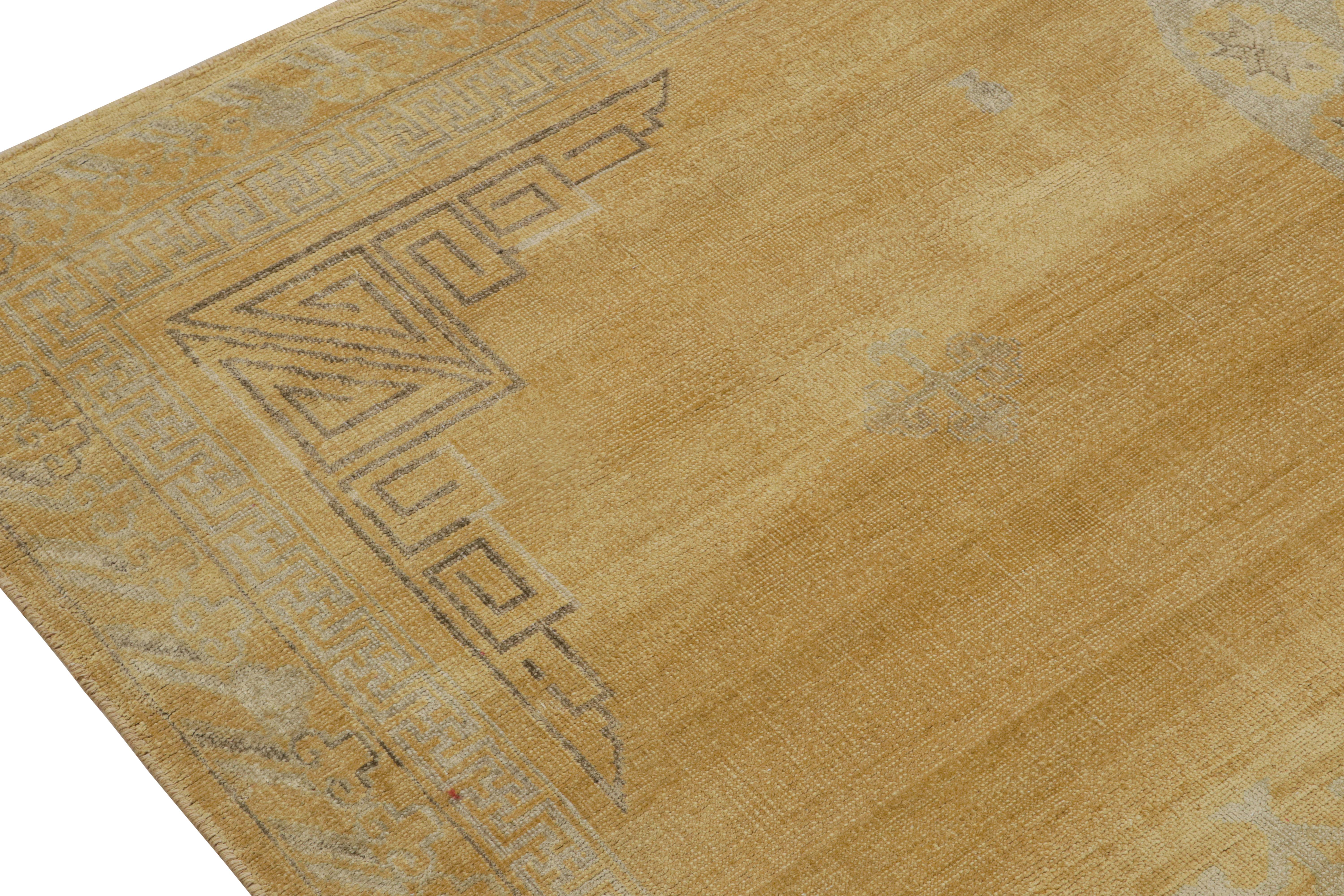 Hand-Knotted Rug & Kilim’s Khotan Samarkand Style Rug with Medallions in an Open Field For Sale