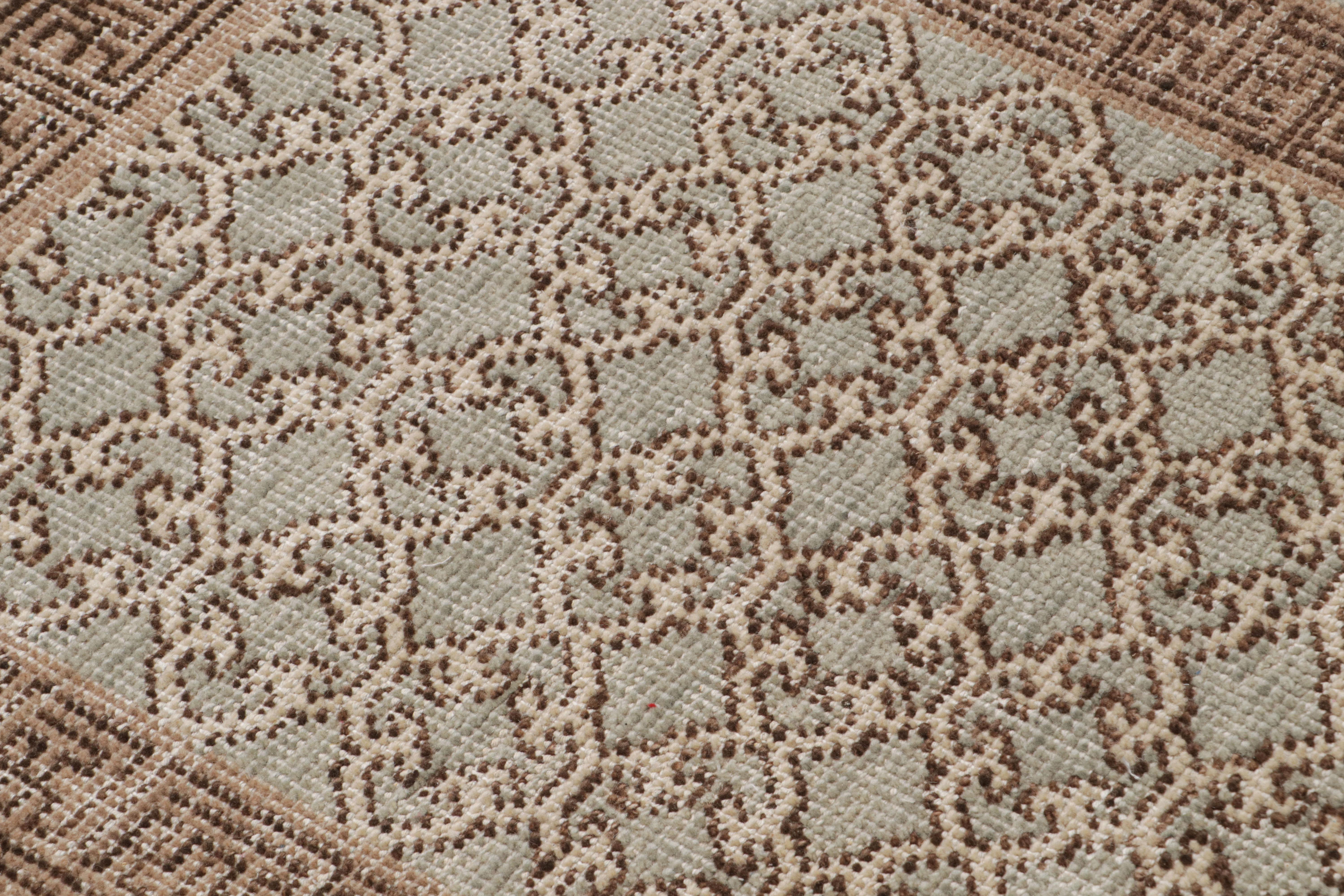 Modern Rug & Kilim’s Khotan Samarkand Style Scatter Rug With Geometric Patterns For Sale