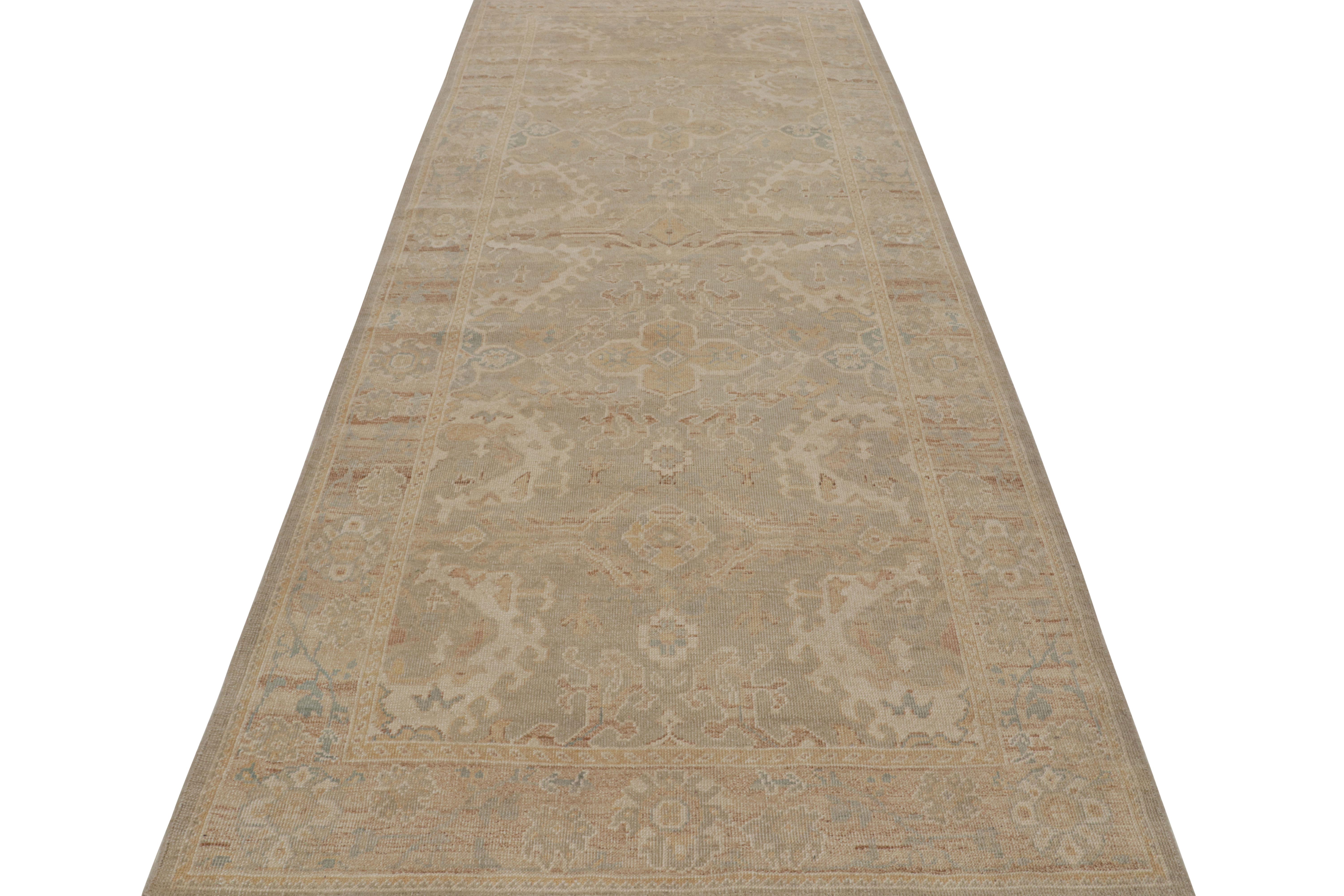 Afghan Rug & Kilim’s Khotan Style Rug in an All over Beige-Brown Floral Pattern For Sale
