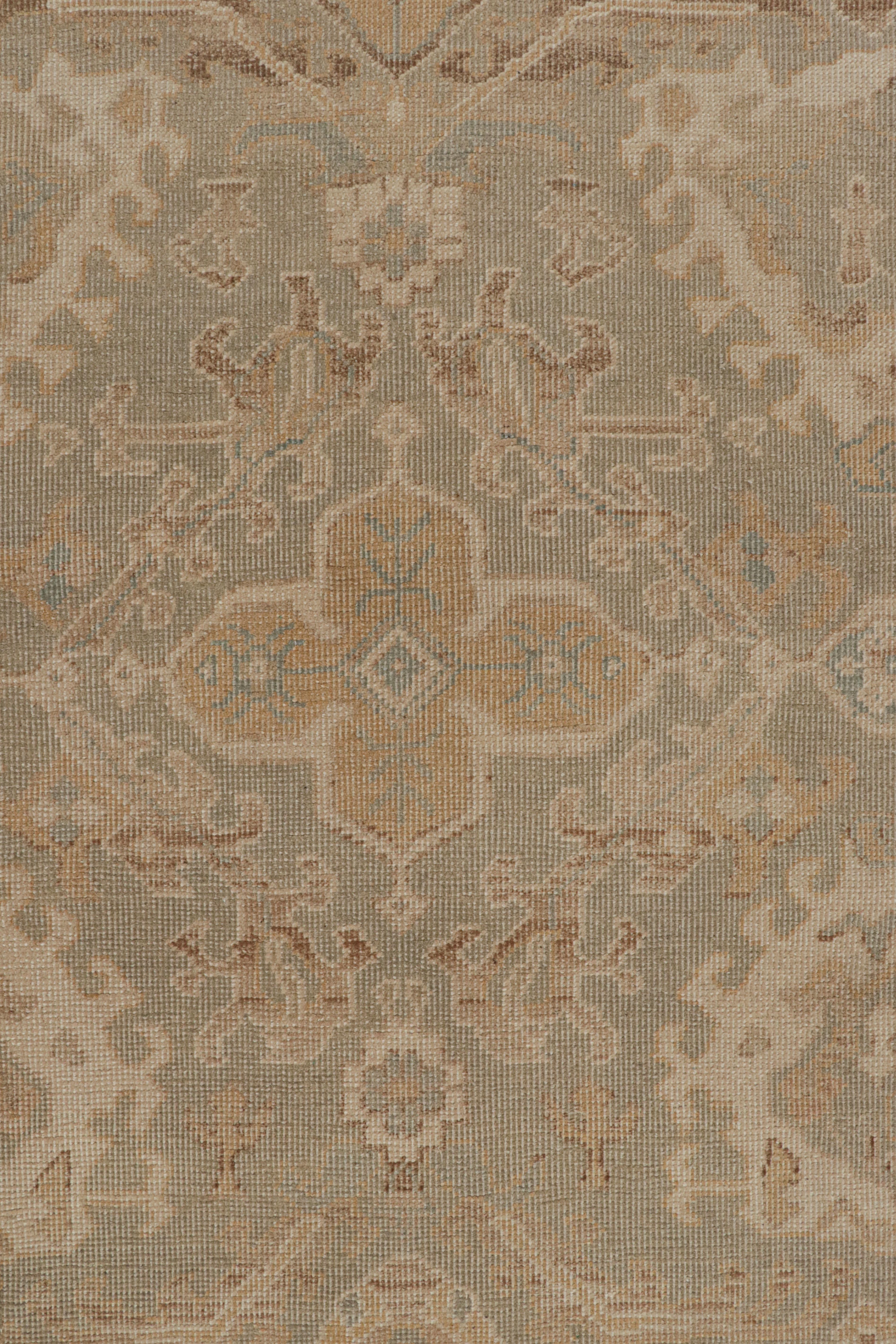 Contemporary Rug & Kilim’s Khotan Style Rug in an All over Beige-Brown Floral Pattern For Sale