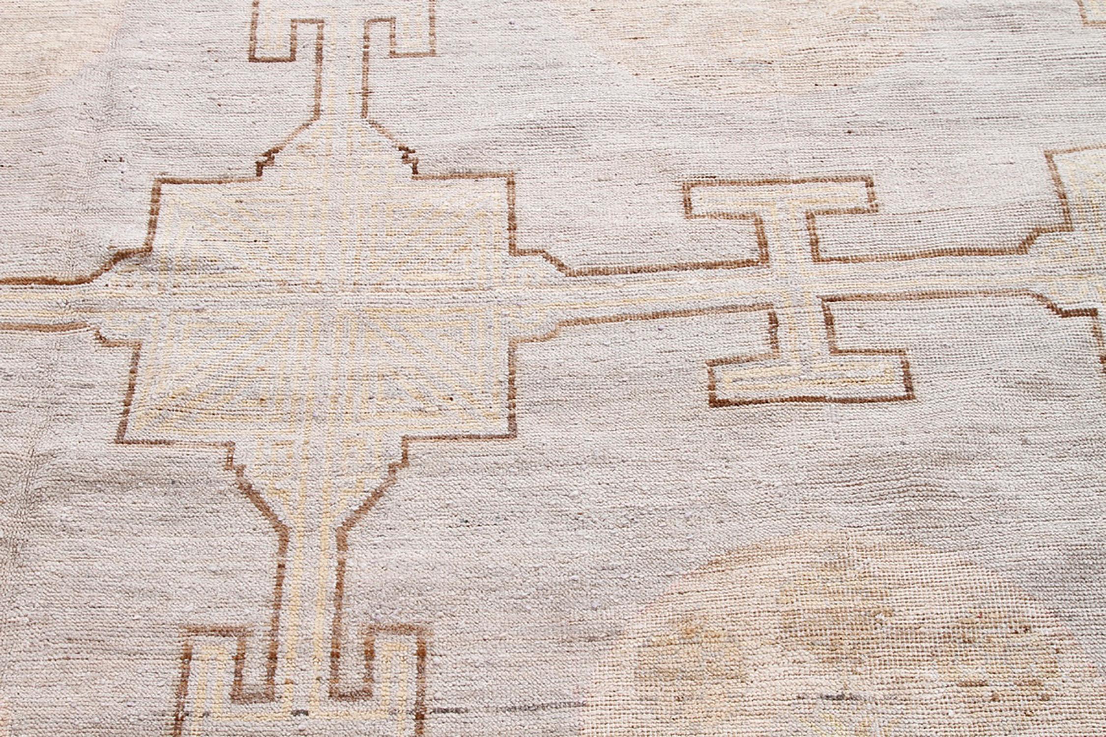 A 13 x 17 rug from the Modern Classics collection by Rug & Kilim, paying homage to some of the most celebrated styles in handmade flooring like this unique large-size nod to Khotan rug patterns.

On the Design: The new approach to scale alone
