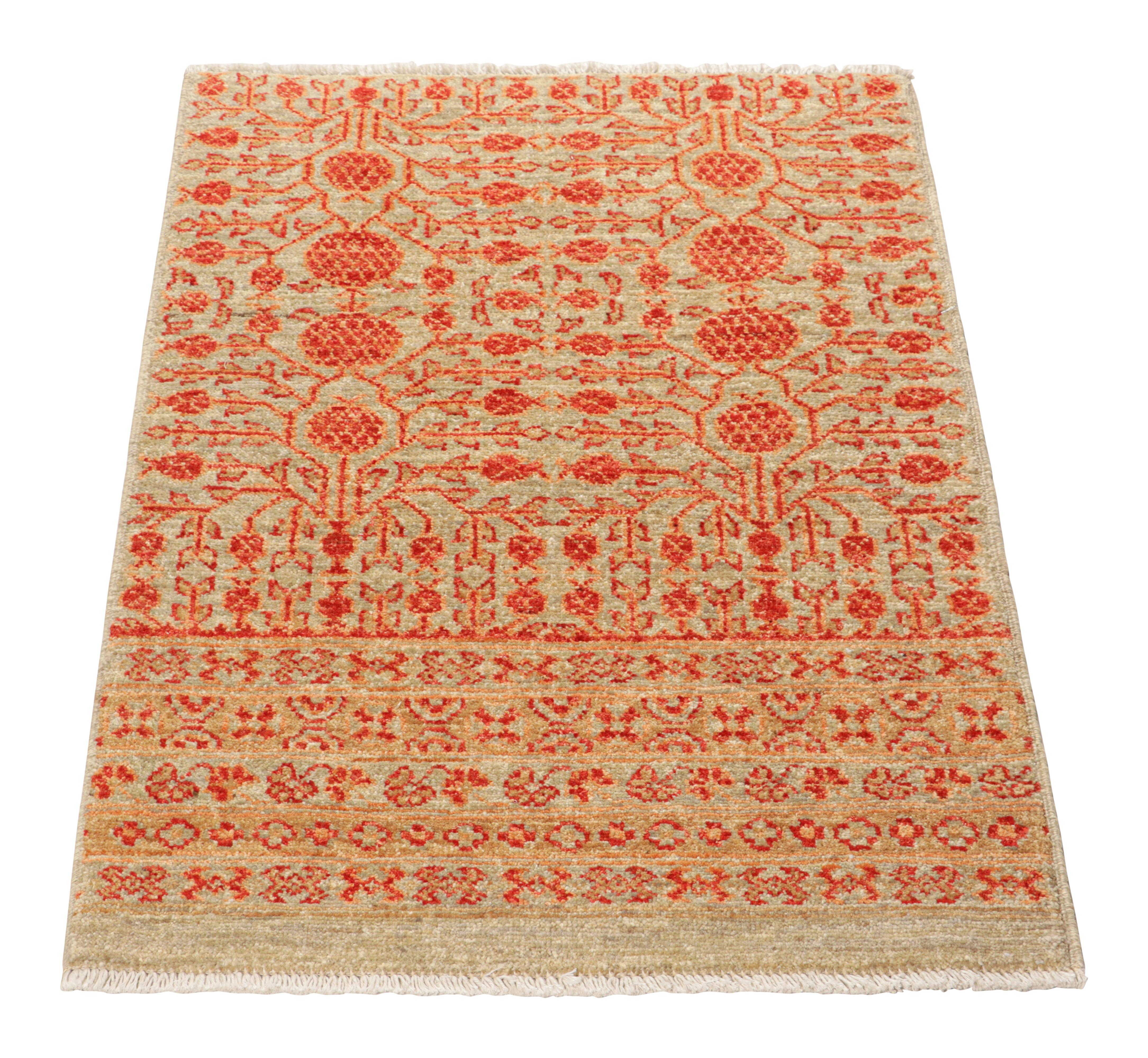 Hand-Knotted Rug & Kilim’s Khotan Style Rug in Beige-Brown with Pomegranate Patterns For Sale
