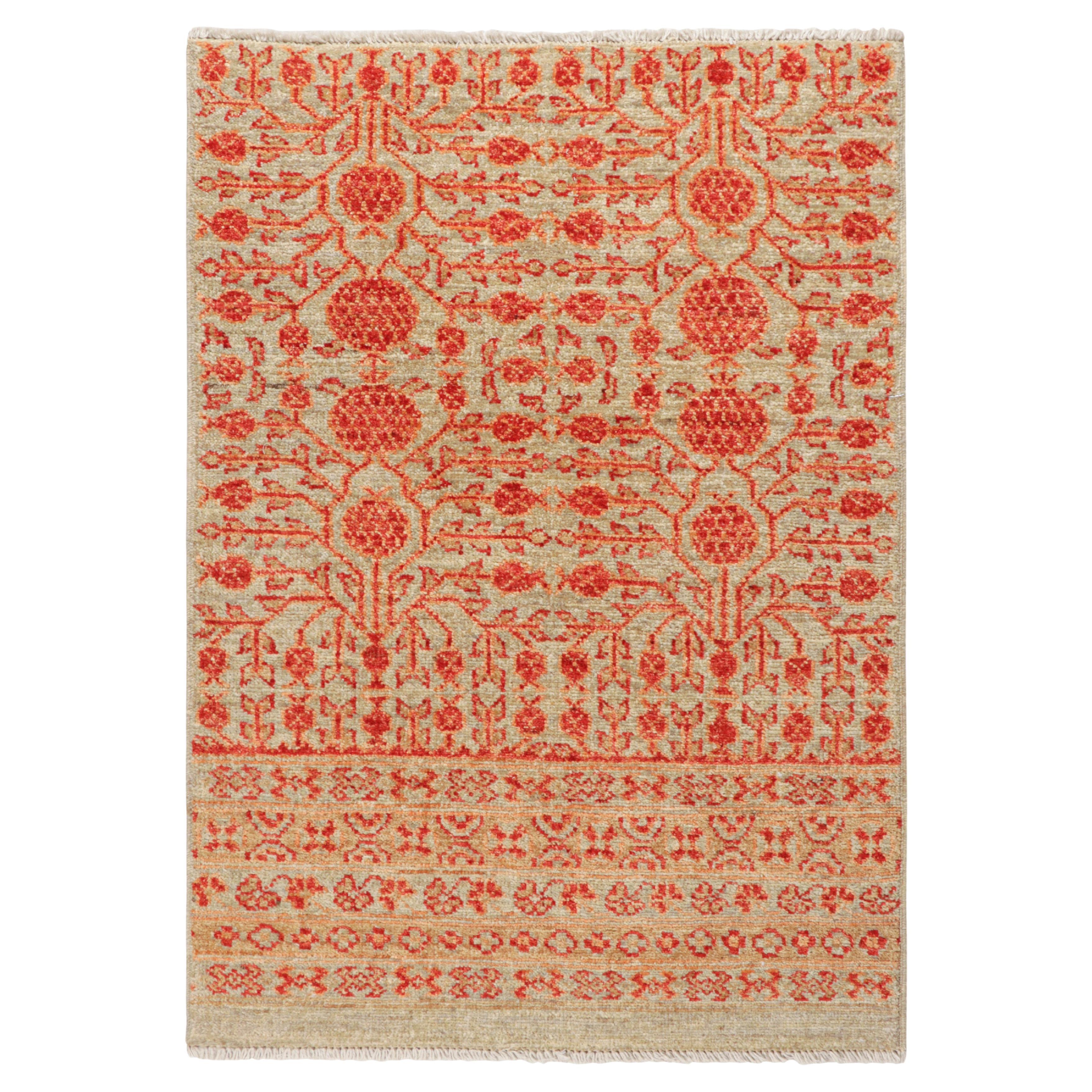 Rug & Kilim’s Khotan Style Rug in Beige-Brown with Pomegranate Patterns For Sale