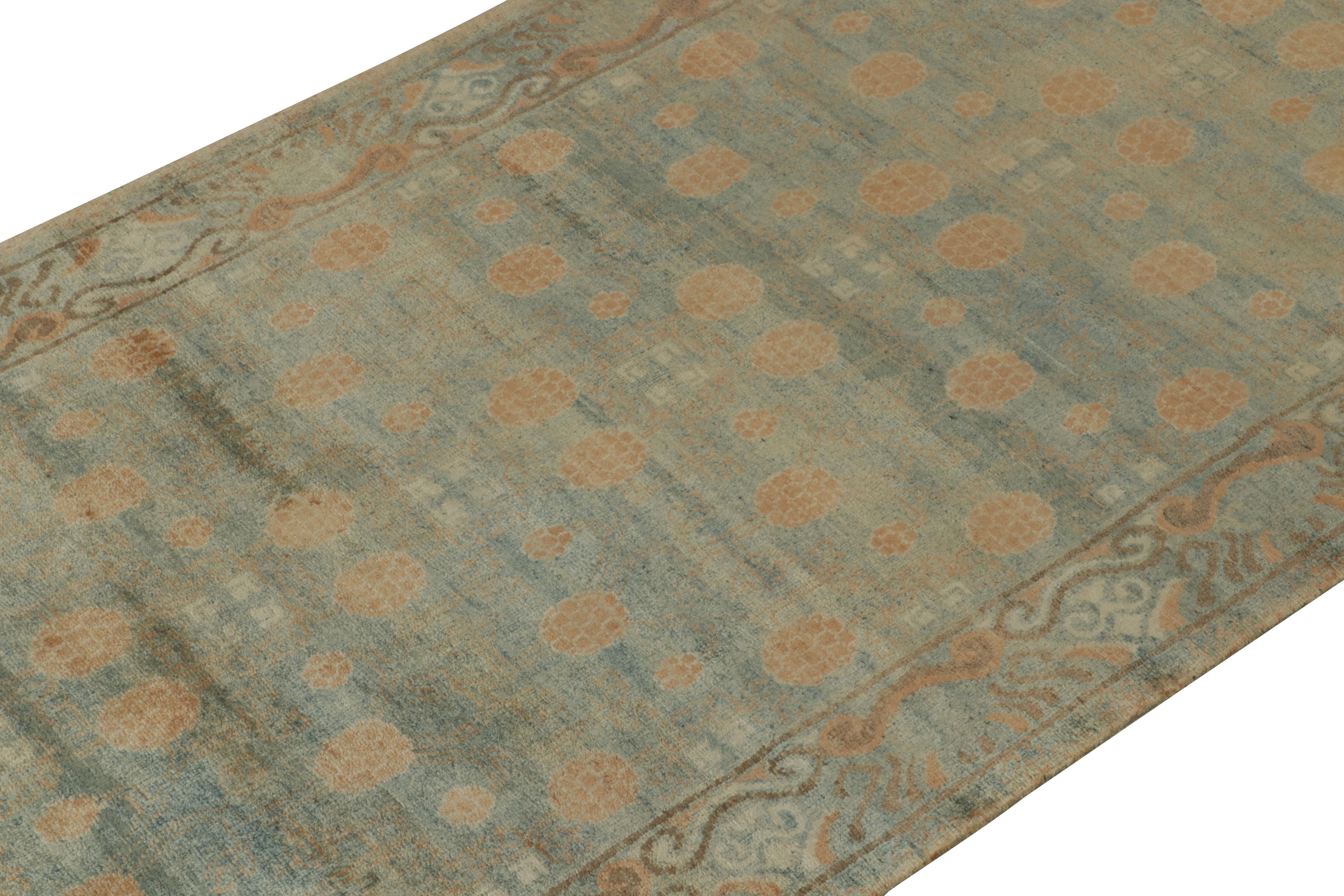 Hand-Knotted Rug & Kilim’s Khotan Style Rug in Blue, Beige-Brown Pomegranate Pattern For Sale
