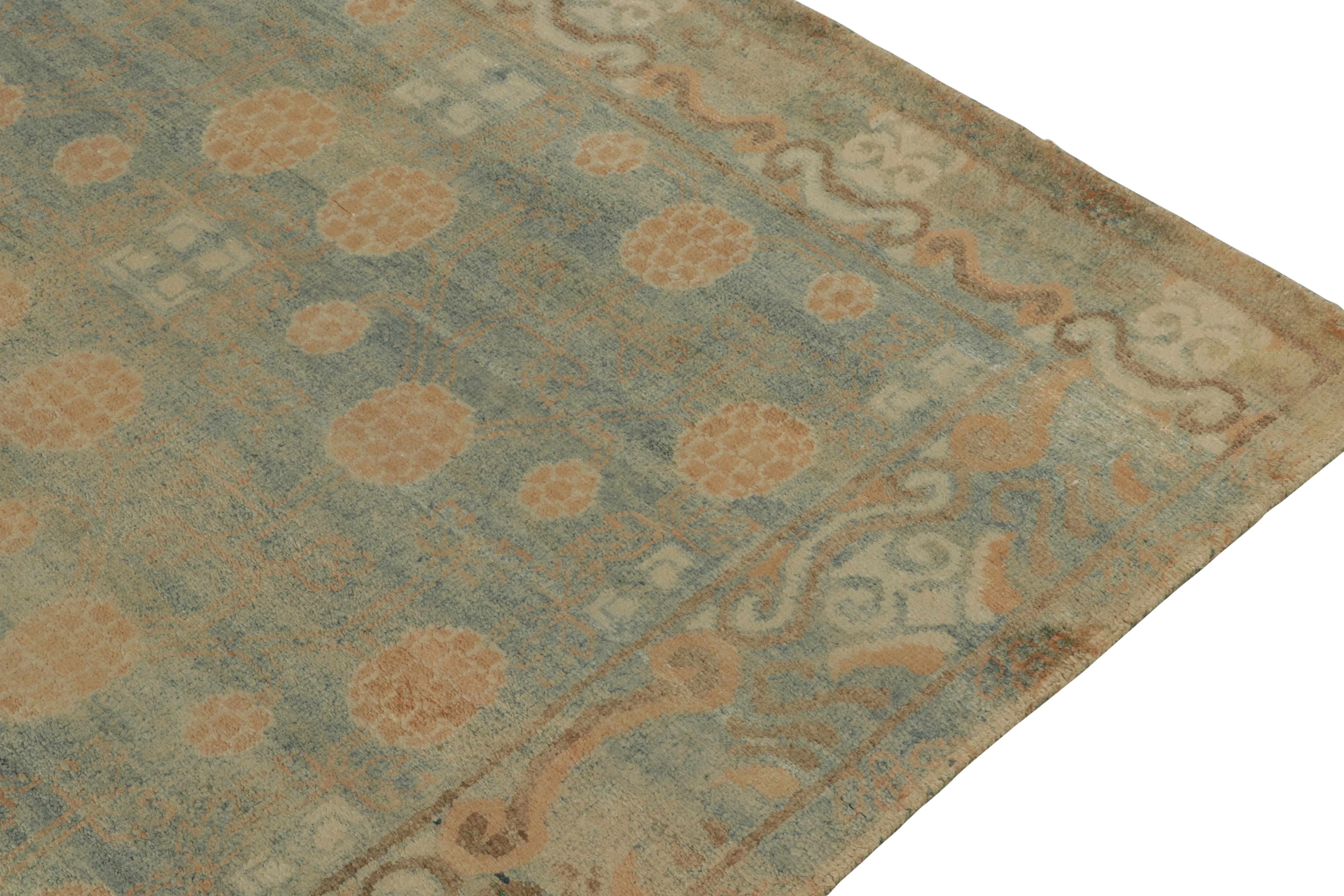 Rug & Kilim’s Khotan Style Rug in Blue, Beige-Brown Pomegranate Pattern In New Condition For Sale In Long Island City, NY