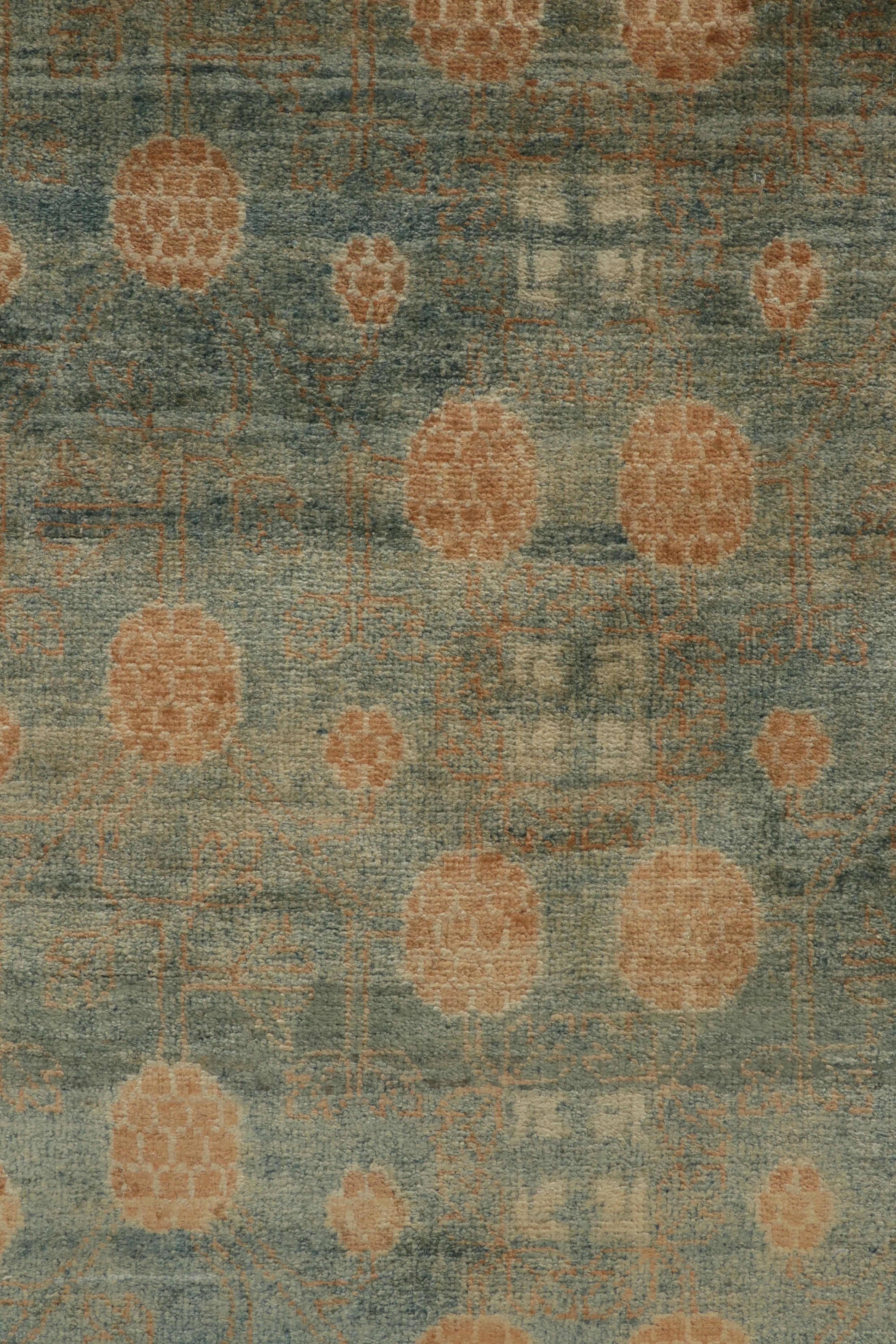 Contemporary Rug & Kilim’s Khotan Style Rug in Blue, Beige-Brown Pomegranate Pattern For Sale