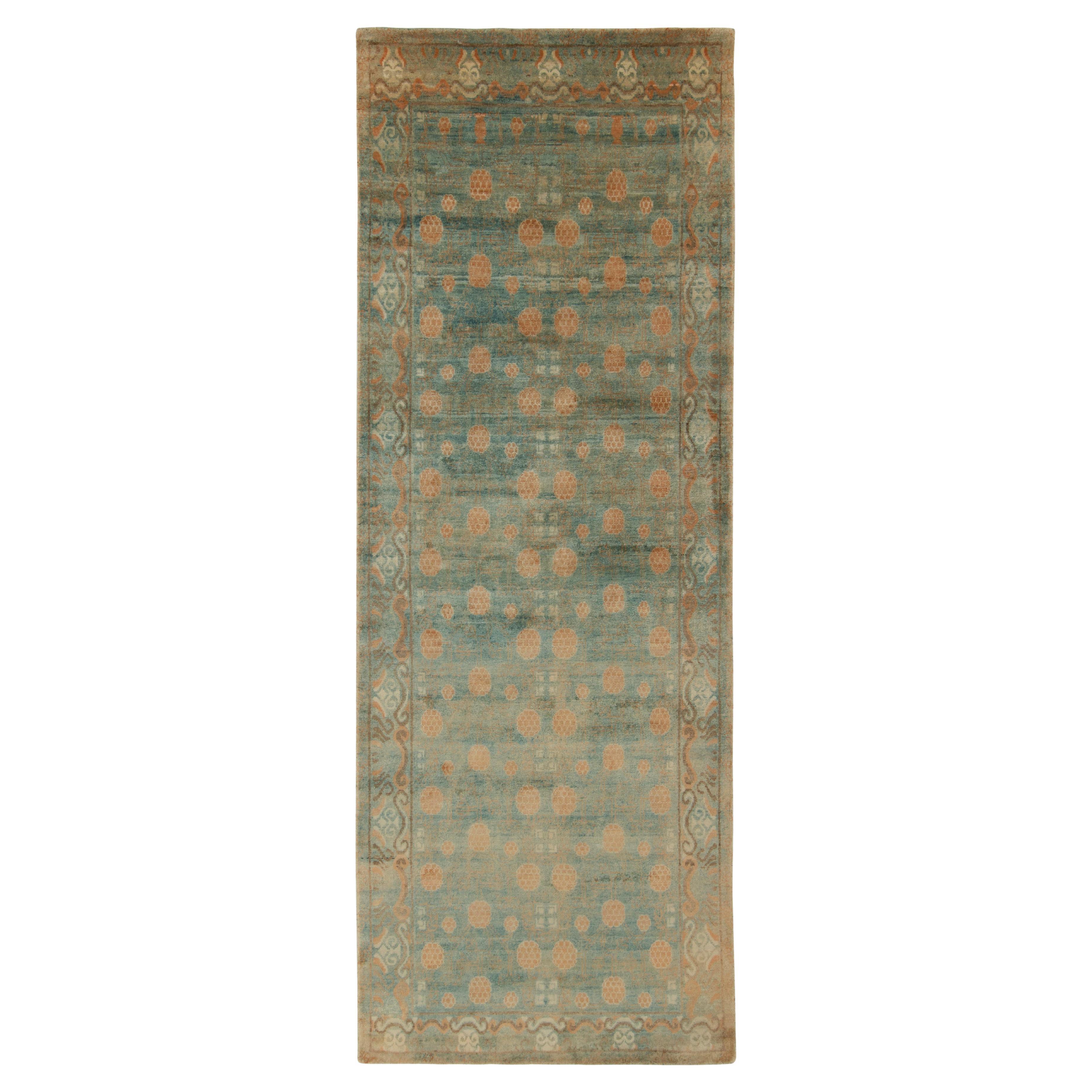 Teppich & Kilims Khotan-Stil Teppich in Blau, Beige-Braun mit Granatapfelmuster