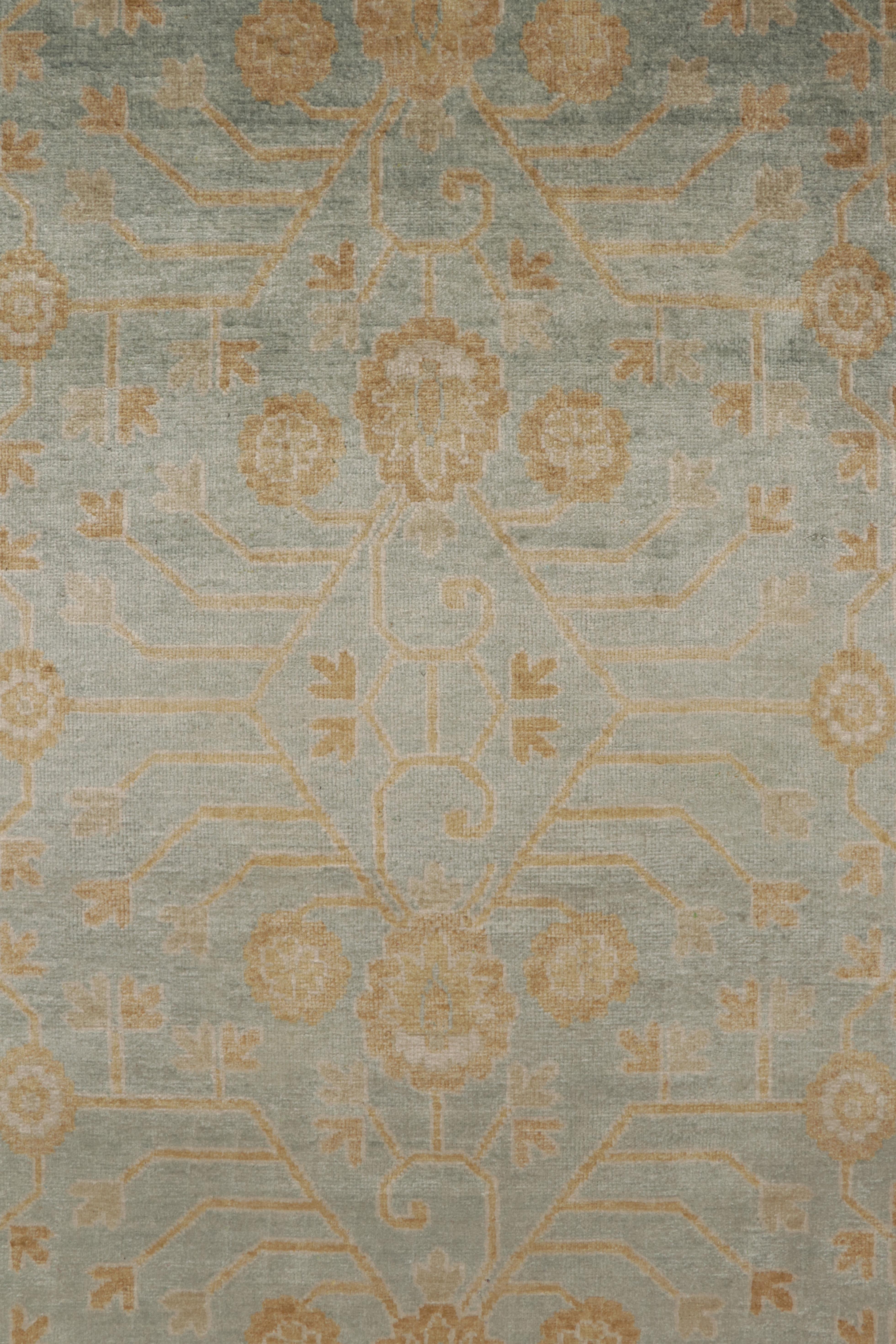 Contemporary Rug & Kilim’s Khotan style rug in Blue with Beige, Gold Pomegranate Patterns For Sale