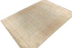 Rug & Kilim’s Khotan Style Rug in Blue with Pink and Beige-Brown Patterns