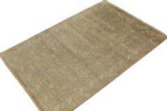 Rug & Kilim’s Khotan Style Rug in Gold, Beige-Brown and Blue Floral Patterns