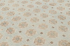 Rug & Kilim’s Khotan Style Rug in Light Blue with Beige-Brown Rosette Medallions