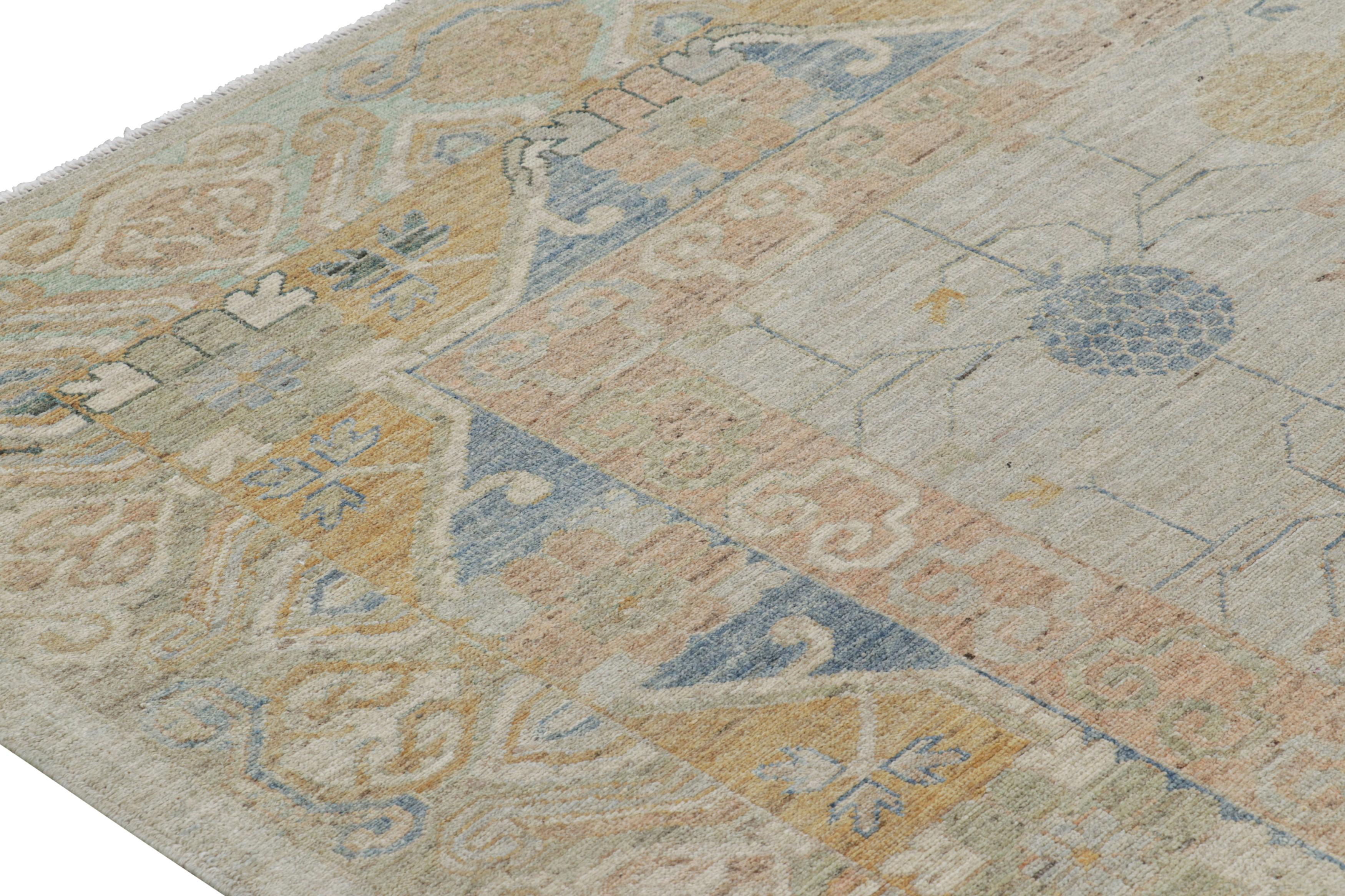 Afghan Rug & Kilim’s Khotan Style Rug in Light Blue with Pomegranate Floral Patterns For Sale