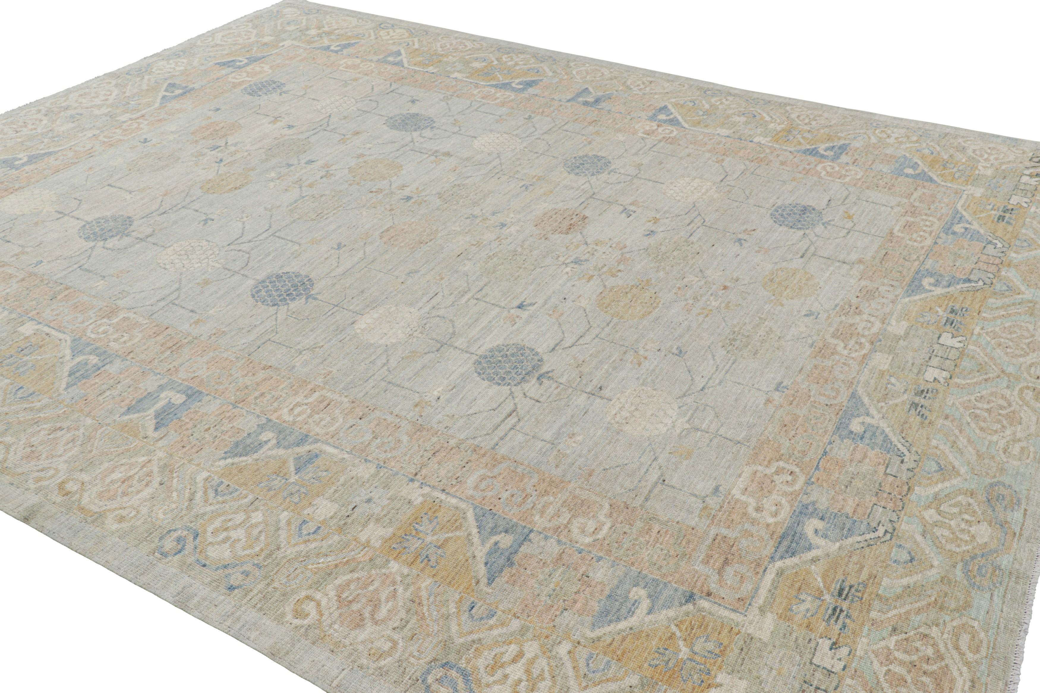 Rug & Kilim’s Khotan Style Rug in Light Blue with Pomegranate Floral Patterns In New Condition For Sale In Long Island City, NY