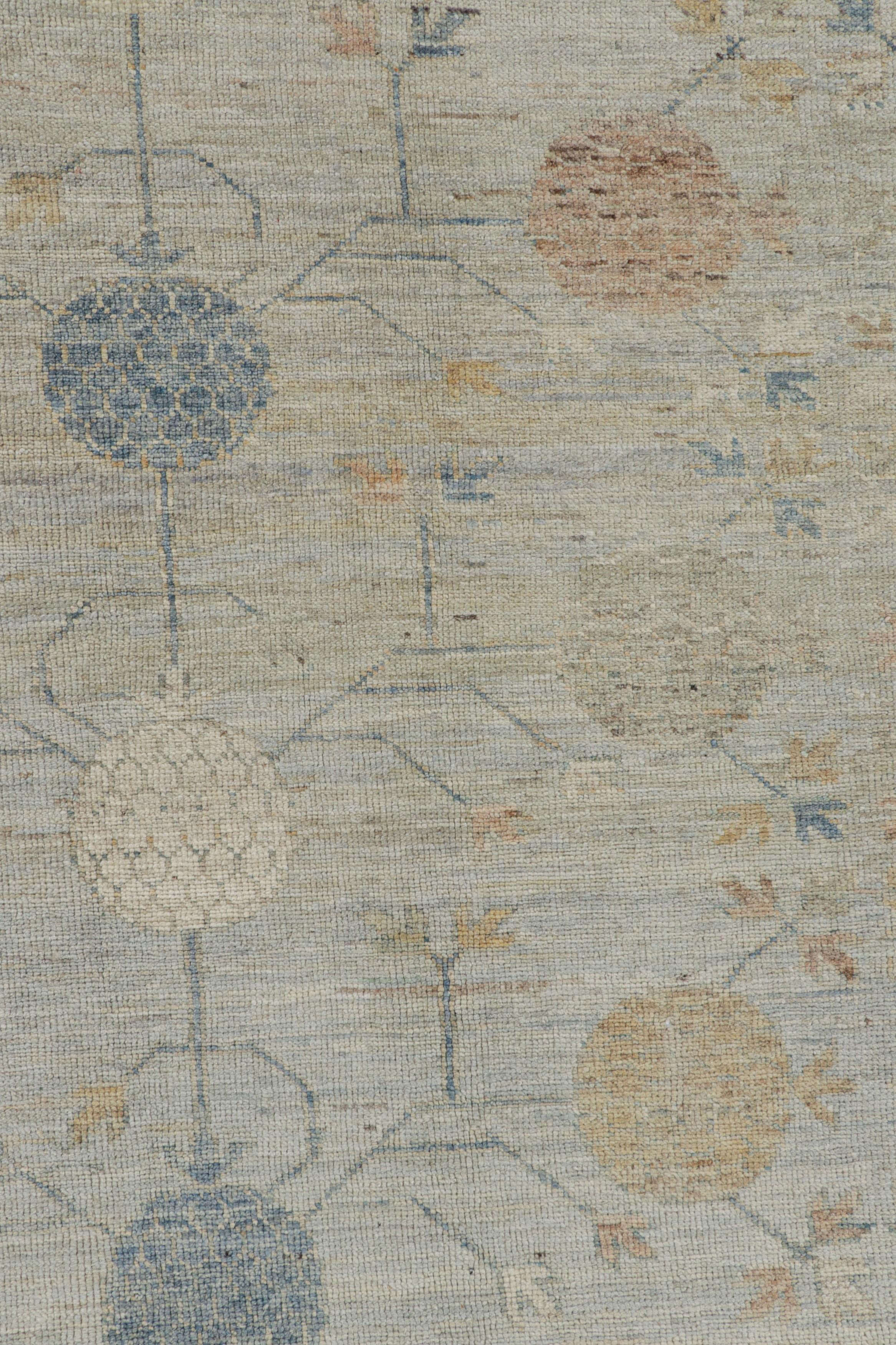 Contemporary Rug & Kilim’s Khotan Style Rug in Light Blue with Pomegranate Floral Patterns For Sale