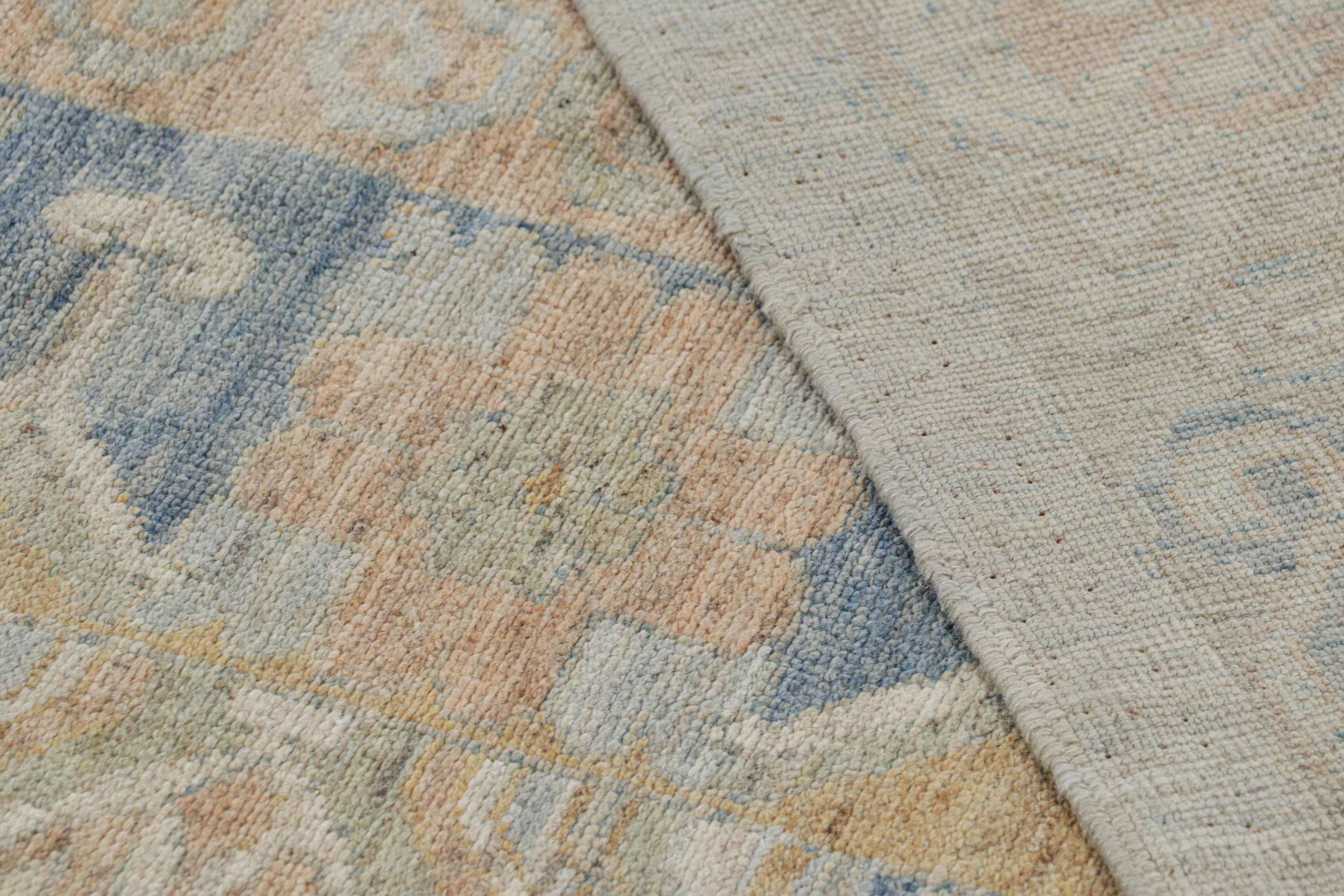 Wool Rug & Kilim’s Khotan Style Rug in Light Blue with Pomegranate Floral Patterns For Sale