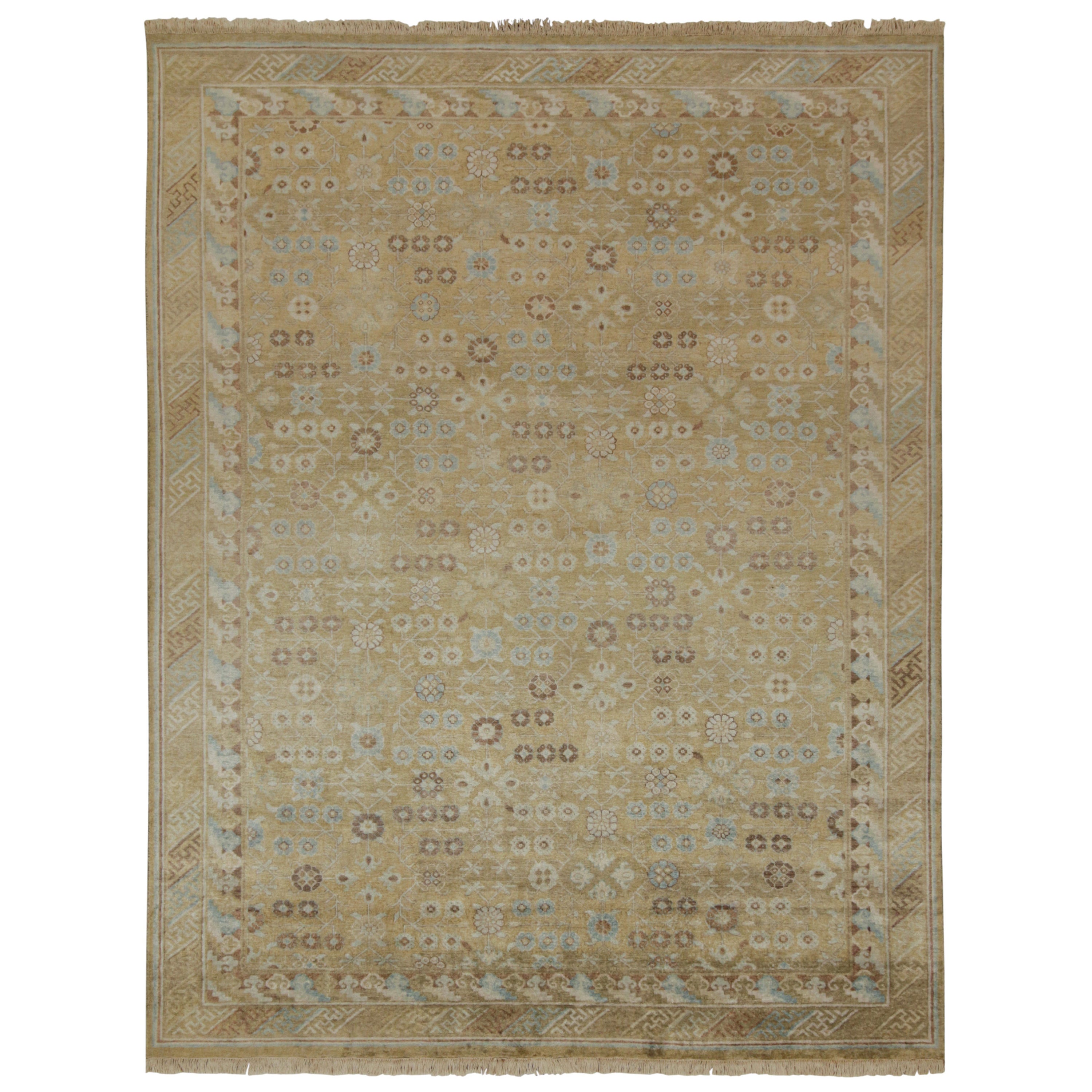 Tappeto in stile Khotan di Rug & Kilim con motivo geometrico blu e beige-marrone