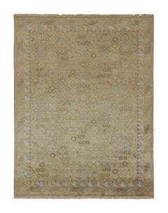Tapis et tapis de style Khotan de Kilim à motif géométrique bleu et beige-marron