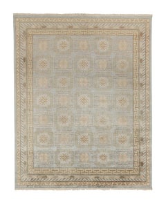 Tapis et tapis de style Khotan de Kilim à motifs de médaillons bleus et beiges