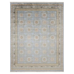 Rug & Kilim’s Khotan Style Rug with Blue & Beige-Brown Medallion Patterns