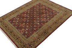 Rug & Kilim’s Khotan Style Rug with Maroon and Gold with Floral Patterns