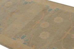 Rug & Kilim’s Khotan Style Runner in Gray Beige and Blue Floral Pattern