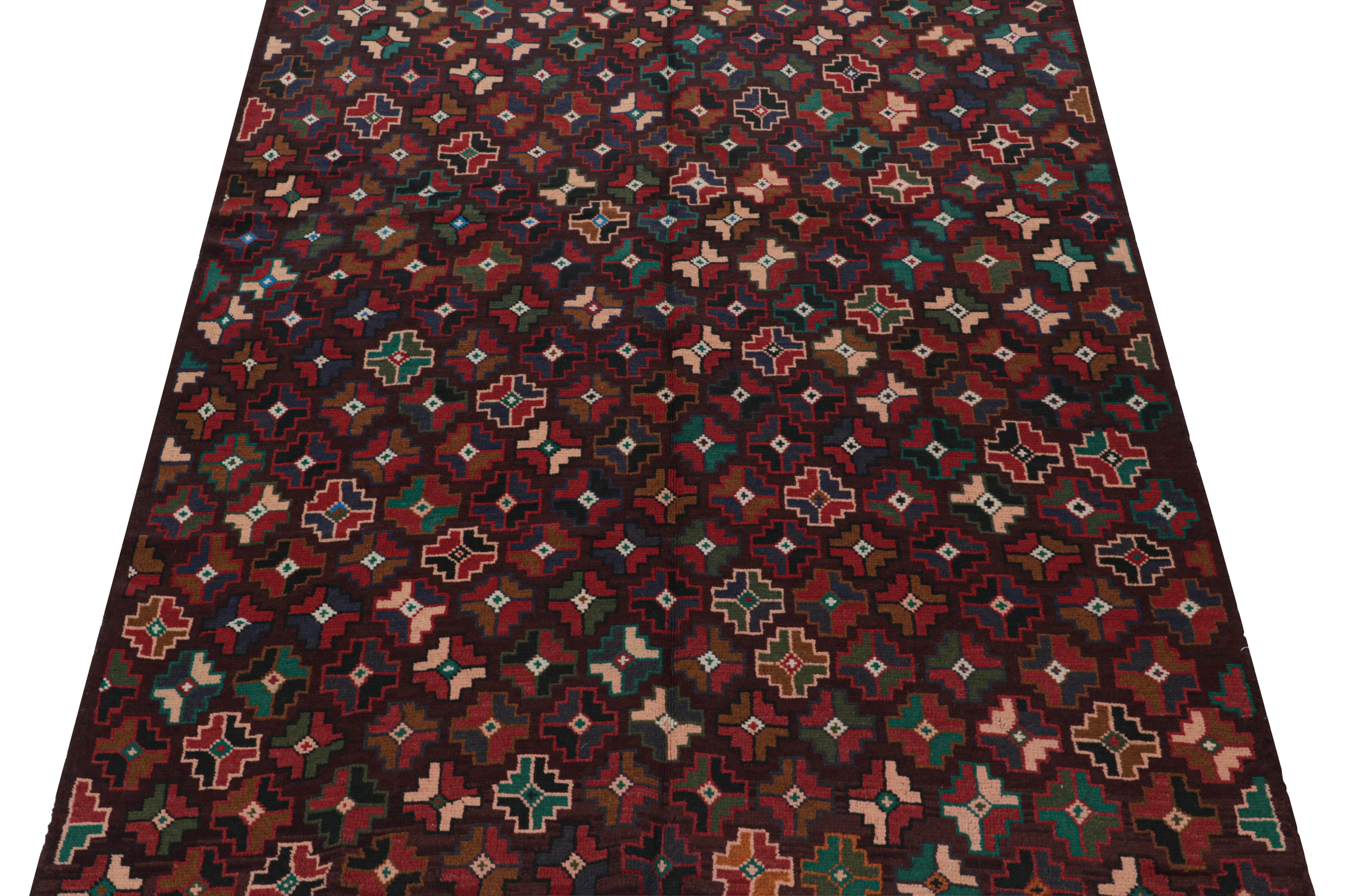 Afghan Rug & Kilim’s Kohistani Baluch Tribal Rug with Colorful Geometric Patterns For Sale