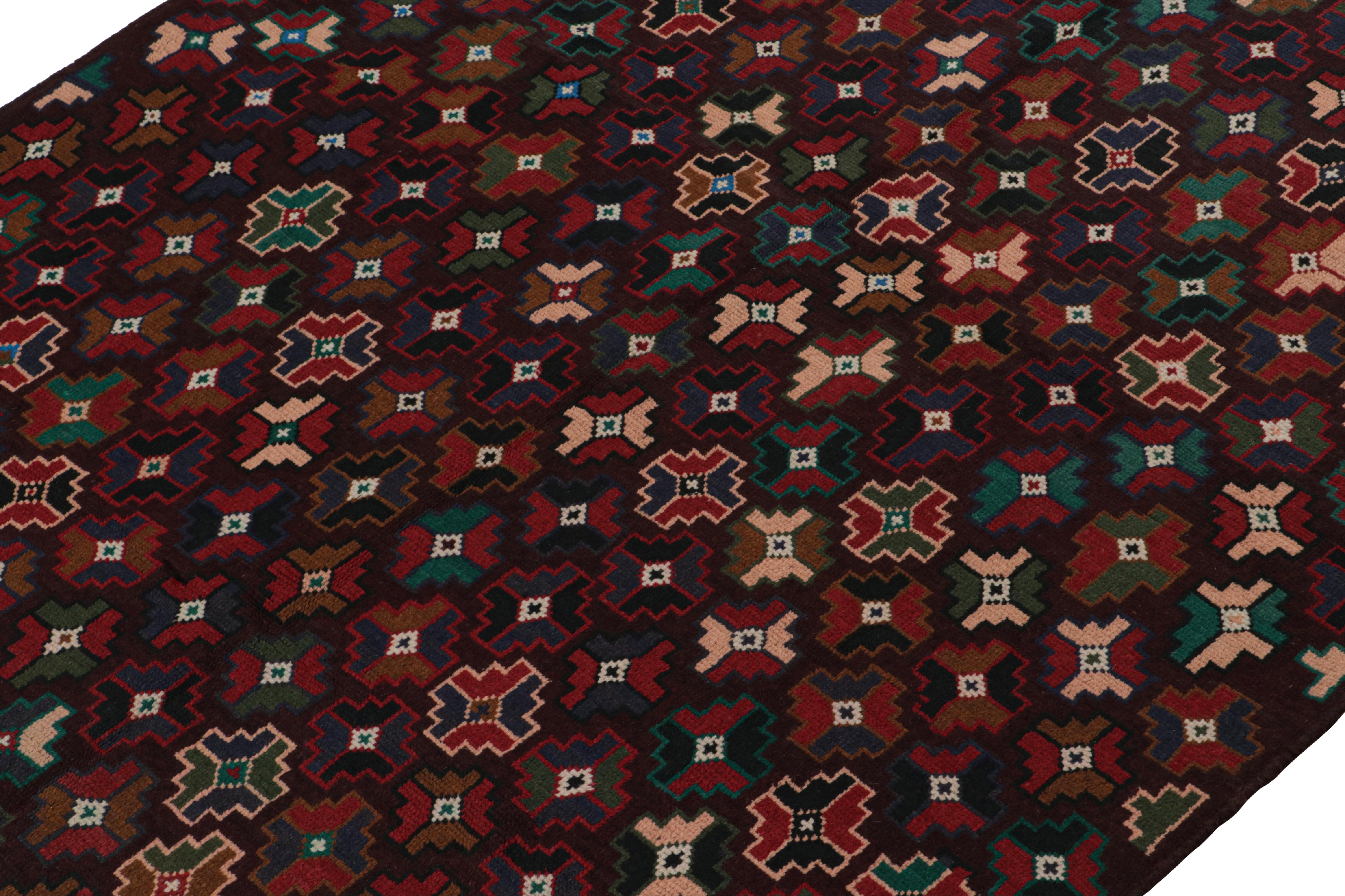 Hand-Knotted Rug & Kilim’s Kohistani Baluch Tribal Rug with Colorful Geometric Patterns For Sale