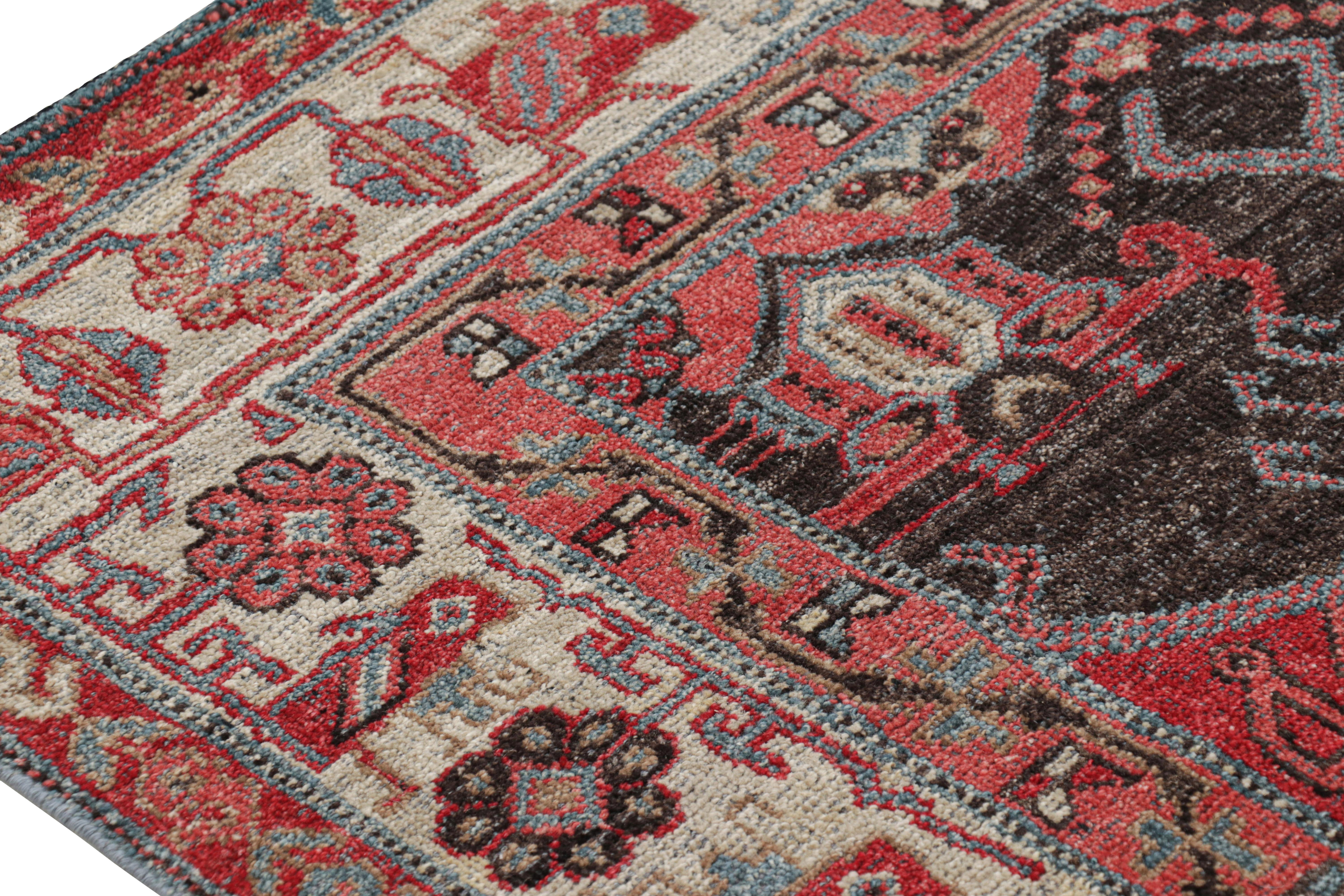Tribal Rug & Kilim's Tapis kurde de style tribal en rouge et Brown avec motifs géométriques en vente