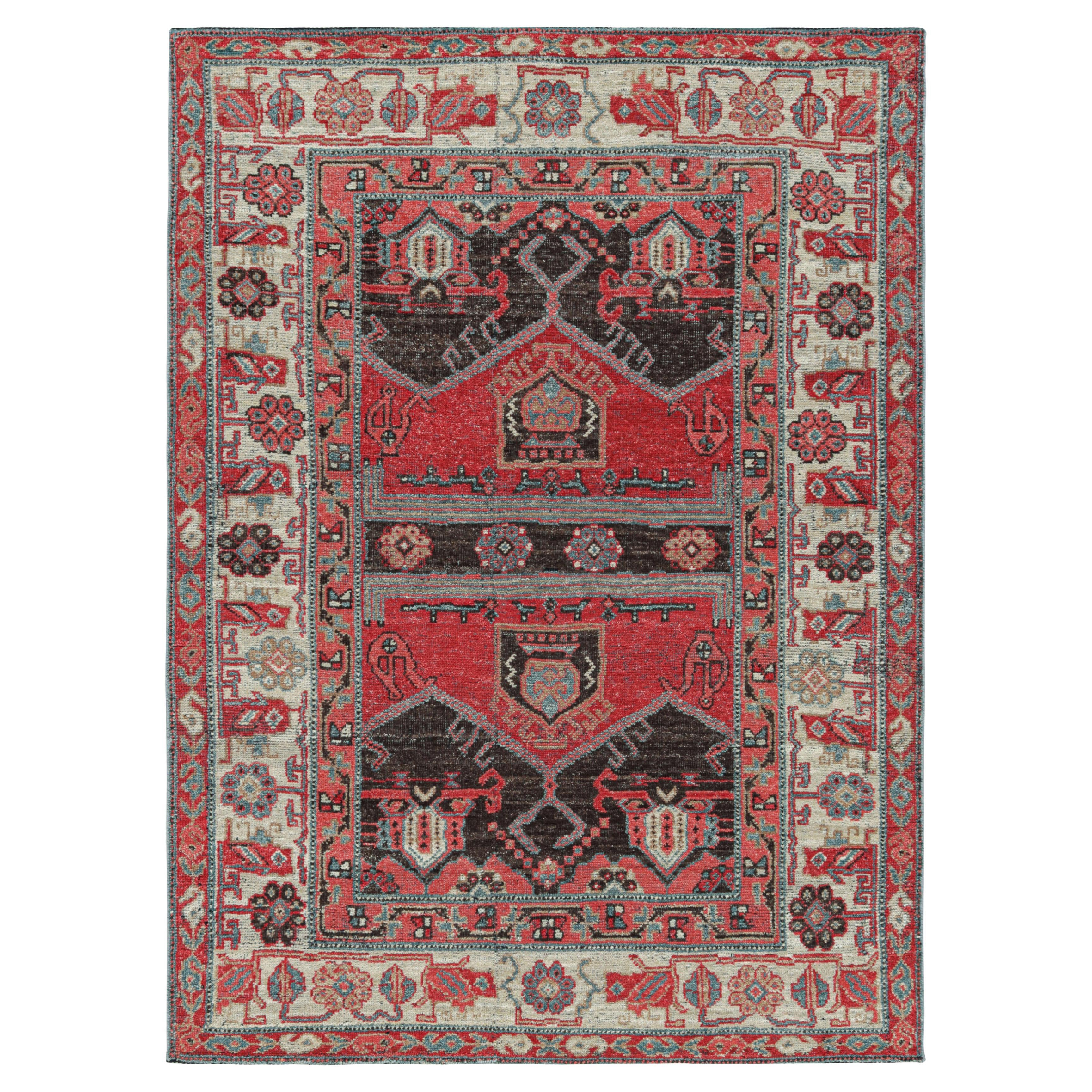Rug & Kilim's Tapis kurde de style tribal en rouge et Brown avec motifs géométriques