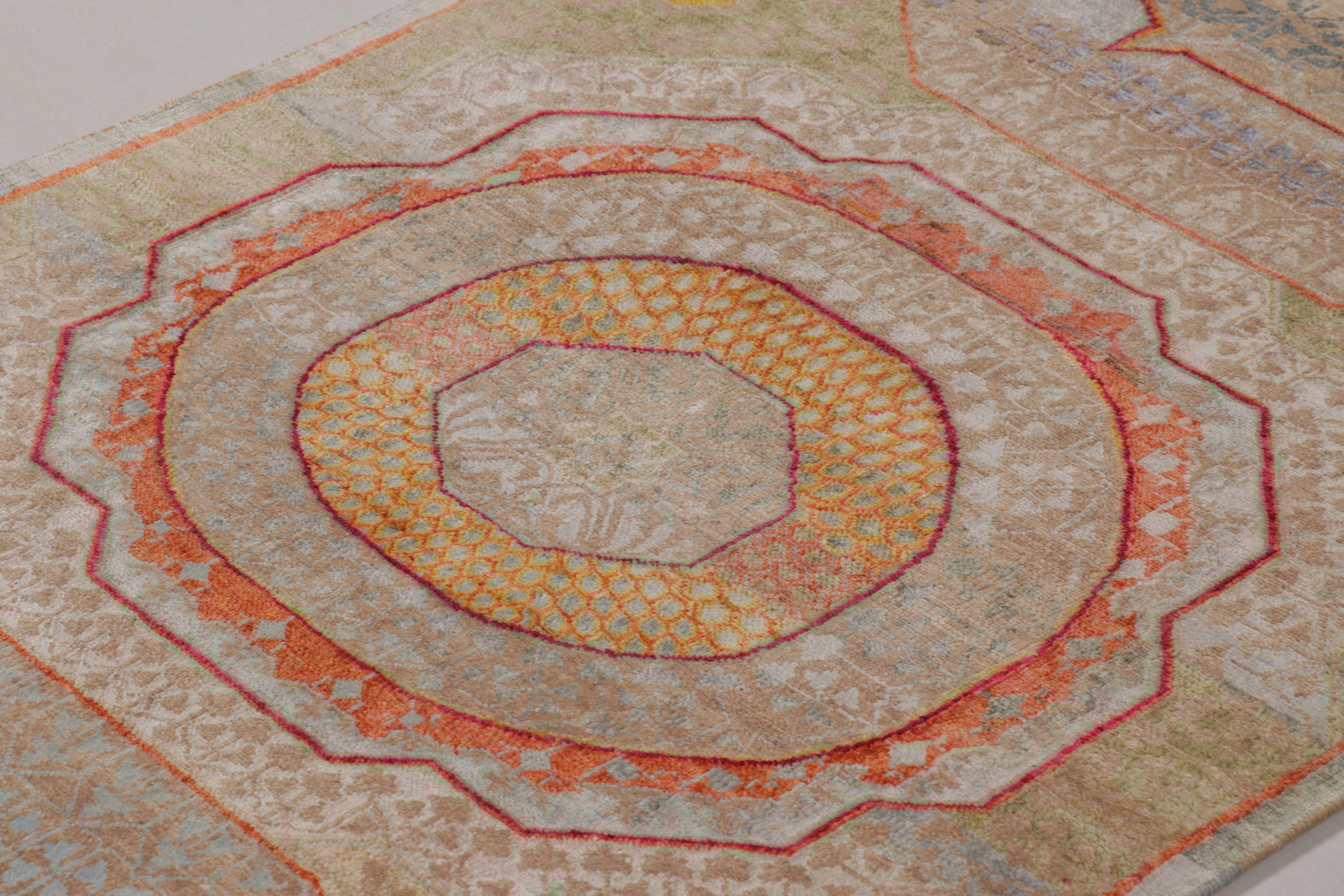 Rug & Kilim's Mamluke-inspirierter abstrakter Läufer aus polychromem achteckigem Mos (Handgeknüpft) im Angebot