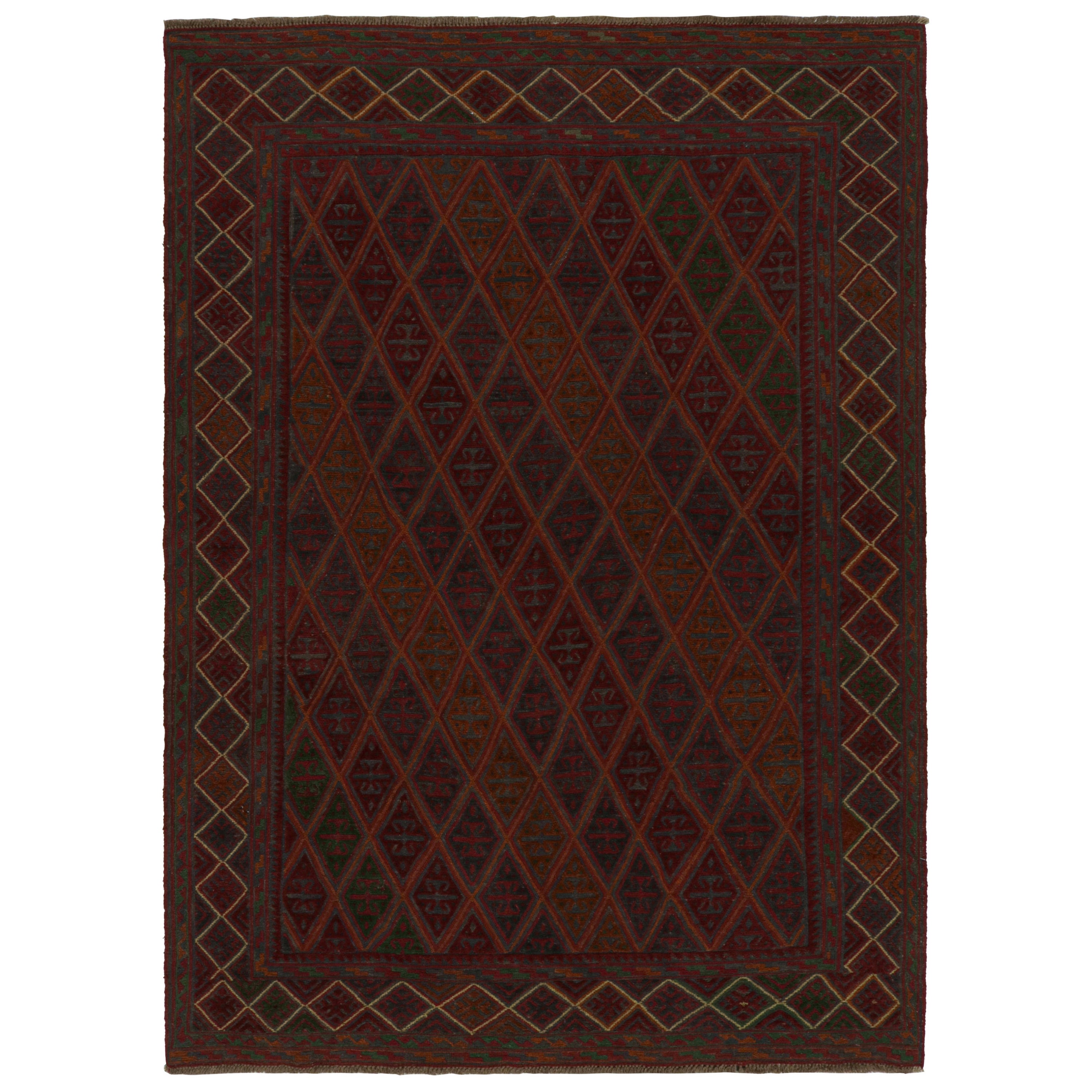 Rug
Kilim
s Mashwani Afghan Baluch Teppich in Burgund mit geometrischen Mustern