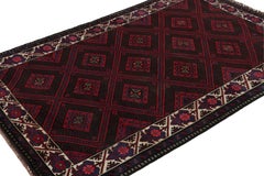 Rug & Kilim’s Mashwani Afghan Baluch Rug in Red and Blue Geometric Patterns