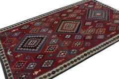 Rug & Kilim’s Mashwani Afghan Baluch Kilim in Red & Blue Geometric Patterns