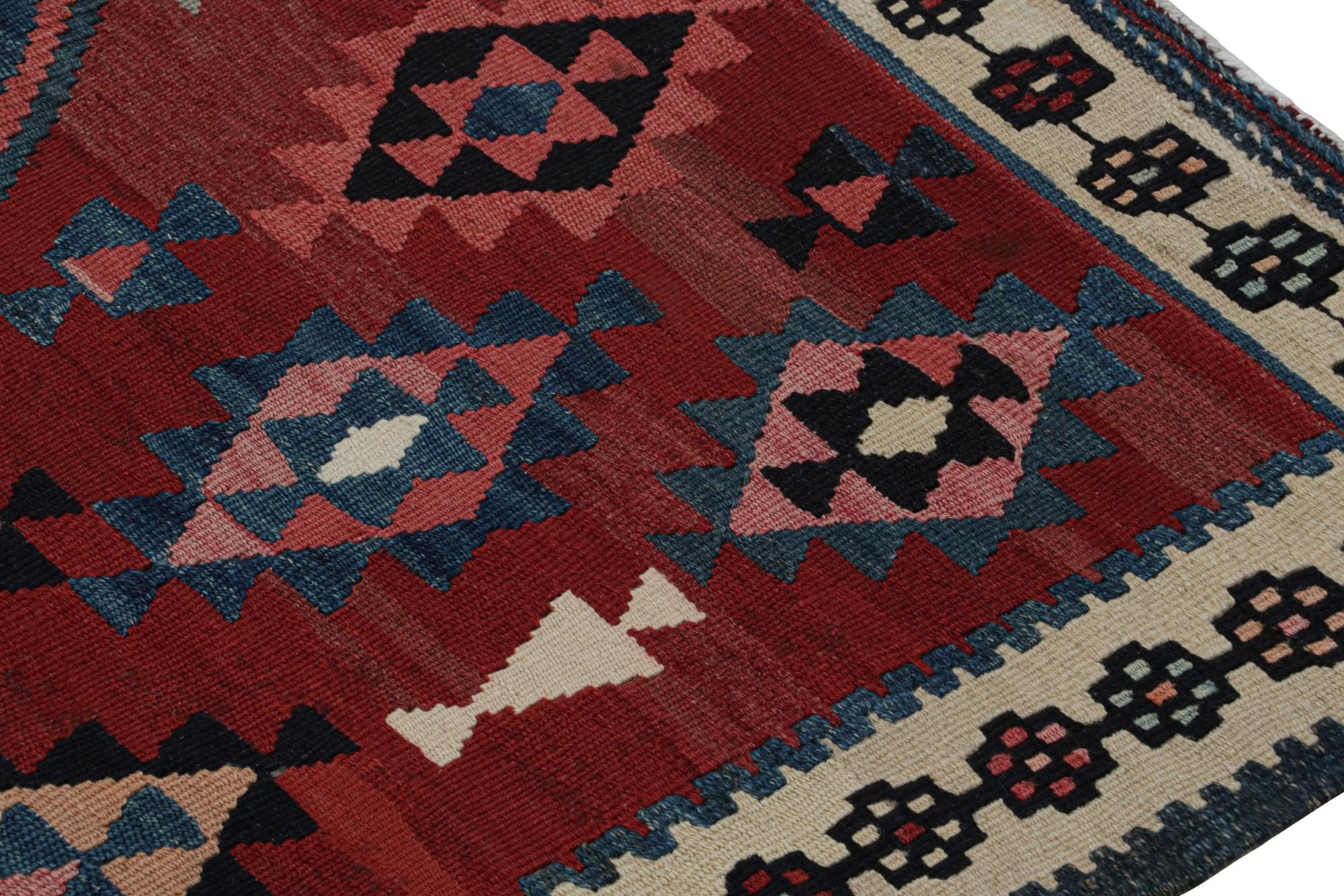 Rug & Kilim’s Mashwani Afghan Baluch rug in Red & Blue Geometric Patterns In New Condition For Sale In Long Island City, NY