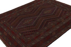 Rug & Kilim’s Mashwani Afghan Baluch Rug in Red, Rust & Blue Geometric Patterns