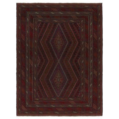 Rug & Kilim’s Mashwani Afghan Baluch Rug in Red, Rust & Blue Geometric Patterns