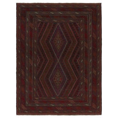 Rug & Kilim’s Mashwani Afghan Baluch Rug in Red, Rust & Blue Geometric Patterns