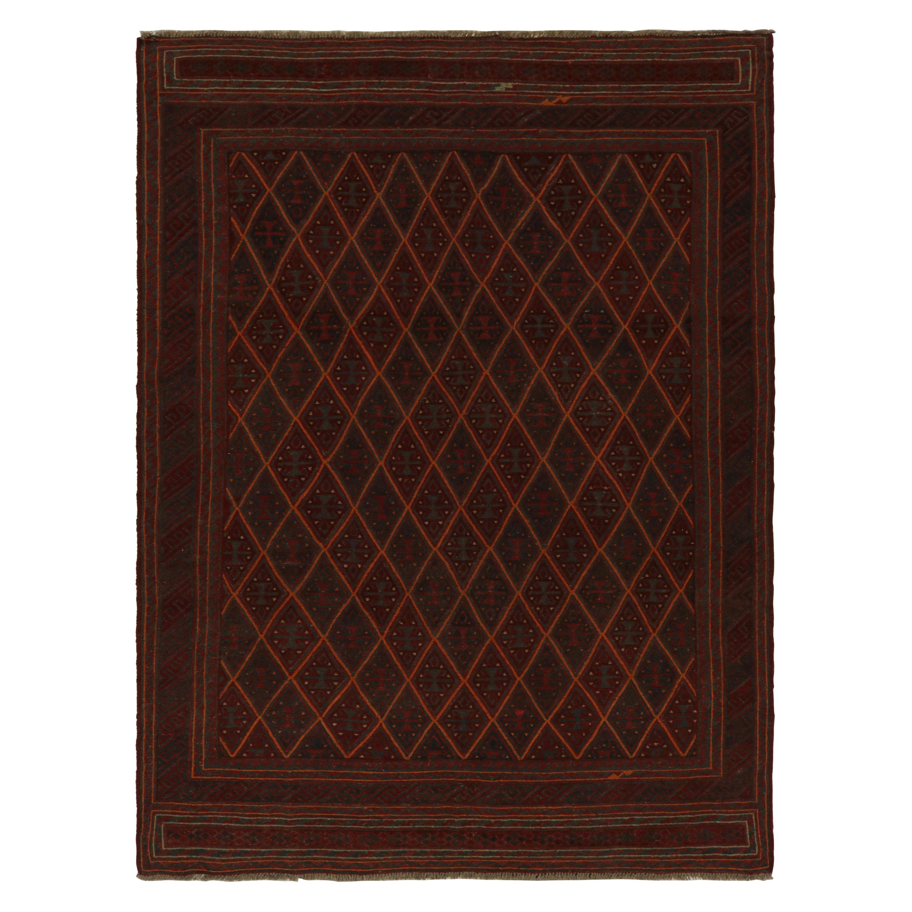 Rug & Kilim's Mashwani Afghan Baluch Rug in Red with Geometric Patterns (tapis afghan Mashwani Baluch rouge à motifs géométriques)