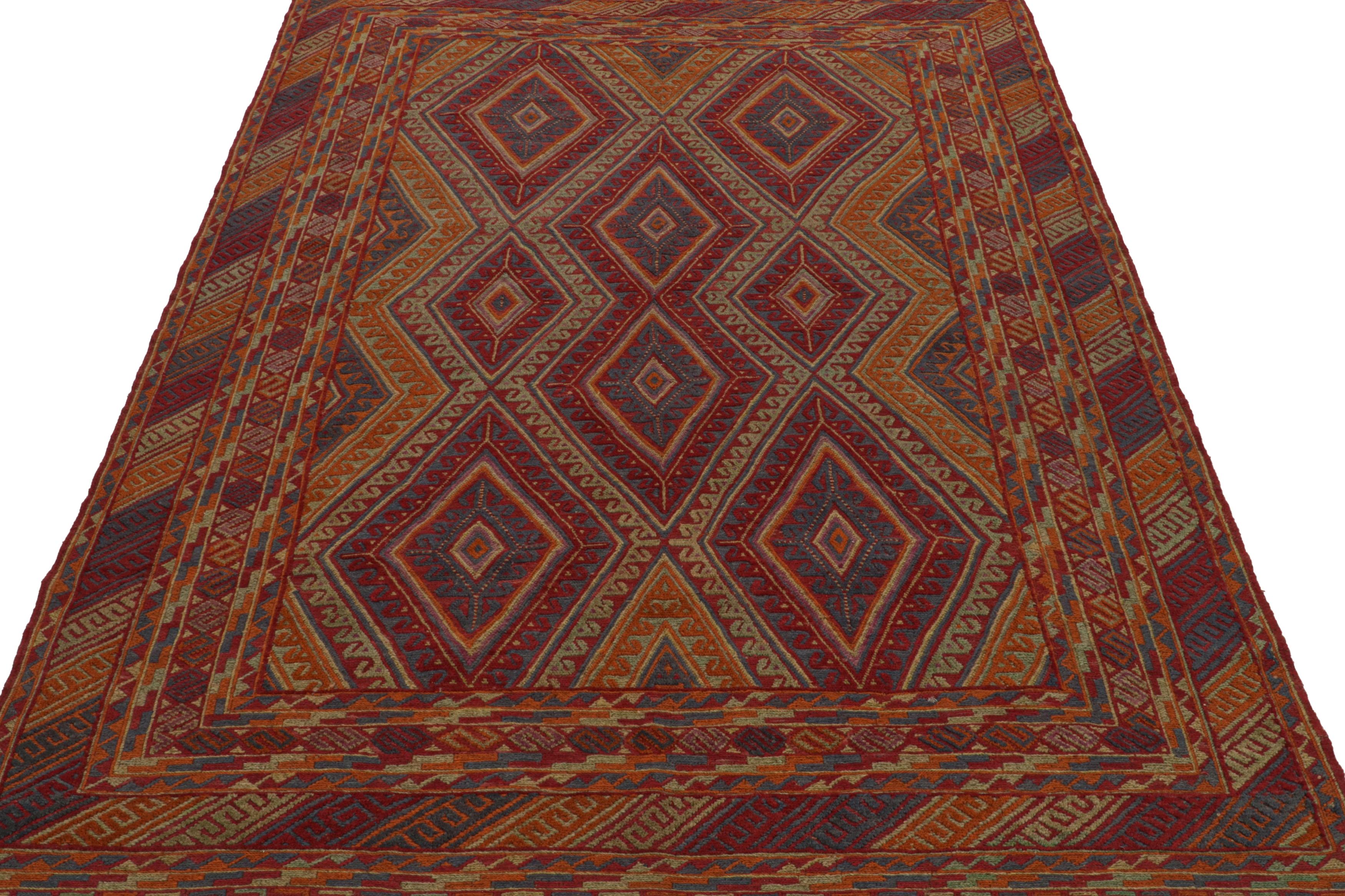 Tribal Rug & Kilim’s Mashwani Afghan Baluch with Colorful Geometric Patterns For Sale