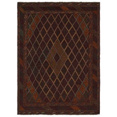Tappeto tribale afghano Mashwani di Rug & Kilim in bordeaux con motivi a diamante