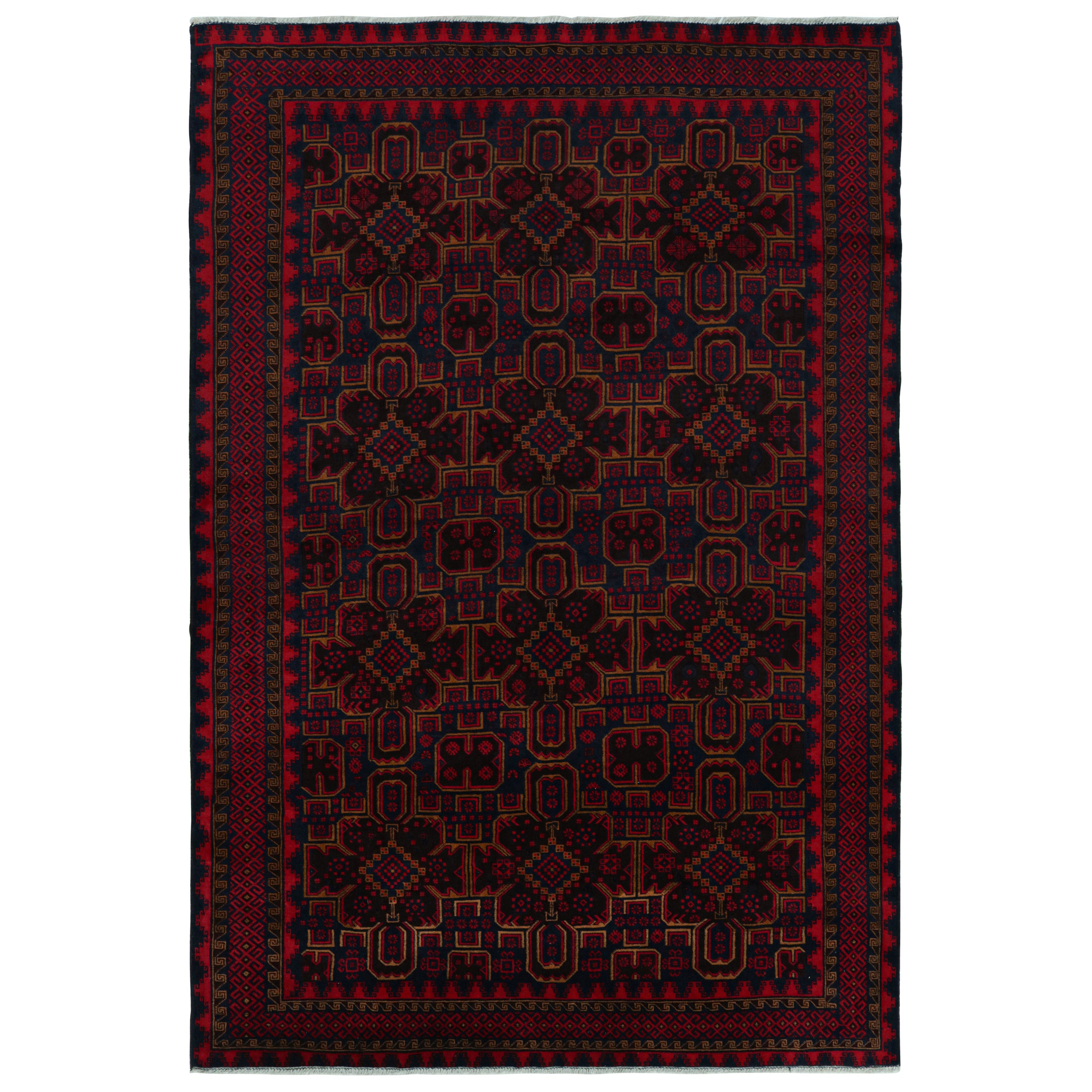 Rug & Kilim's Mashwani Baluch Teppich in roten und blauen geometrischen Mustern