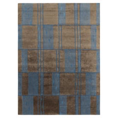 Teppich &amp; Kilims Französischer Deko-Teppich im Mid-Century-Stil in Braun &amp; Blau