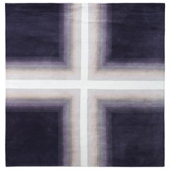 Rug & Kilim’s Mid-Century Modern Rug In Purple And White Geometric Pattern