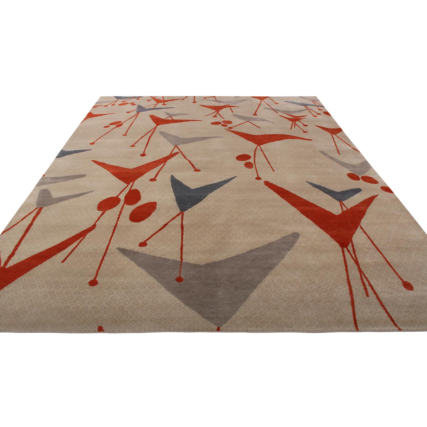 Crafted with hand knotted wool, natural silk and exotic yarns, Rug & Kilim’s geometric rug hails from the latest prized additions to their acclaimed Mid-Century Modern Collection, a bold custom-capable line recapturing an underrepresented, iconic