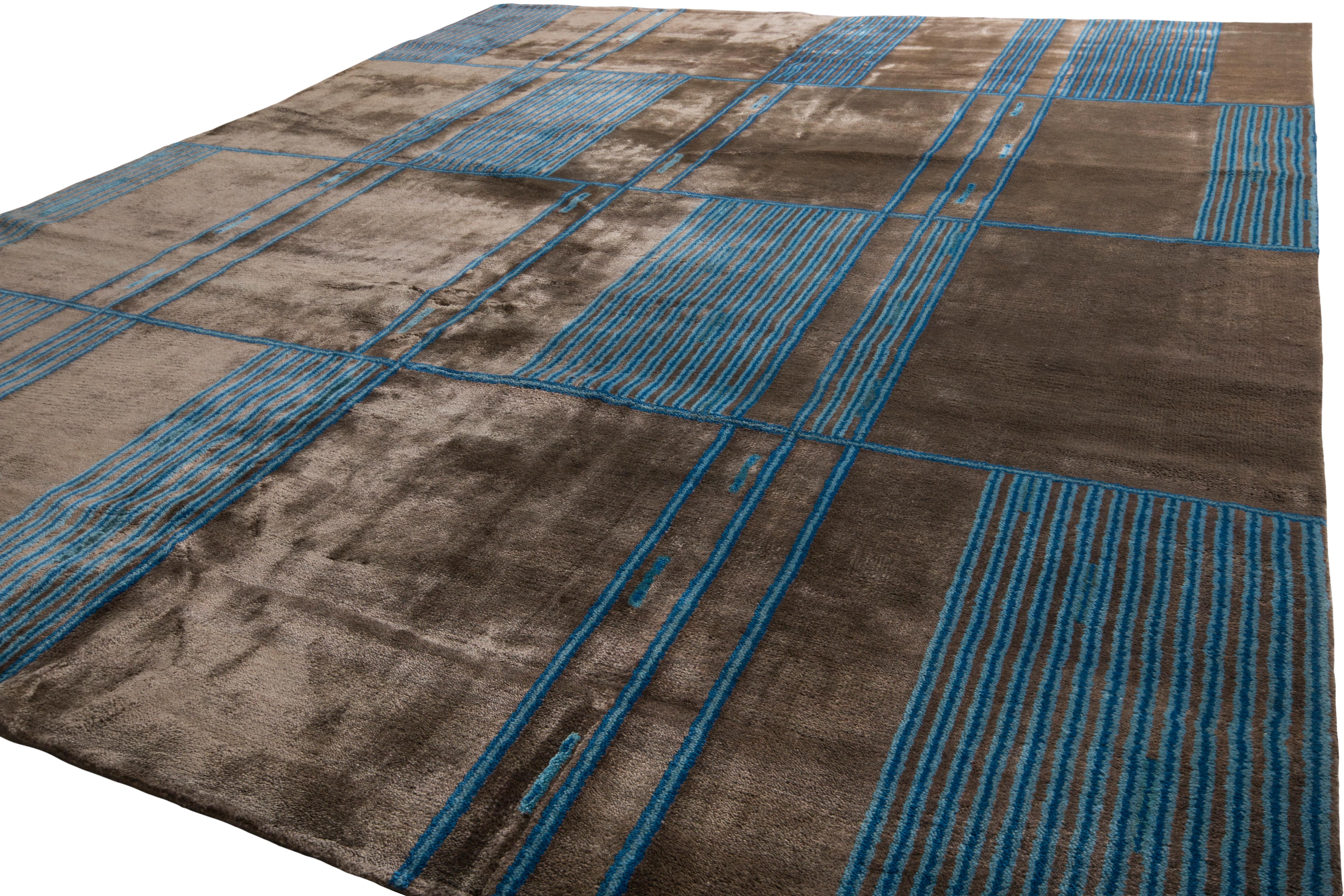 Realizzato in lana annodata a mano, seta naturale e filati esotici esclusivi del nostro team, questo tappeto geometrico si aggiunge alle ultime novità della Mid-Century Modern Collection di Rug & Kilim, un'audace linea personalizzabile che recupera