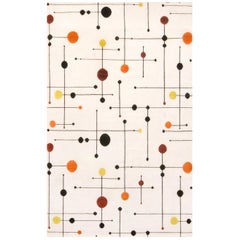 Rug 
Kilim’s Mid-Century Modern Geometric White Black 
Orange Wool Custom Rug