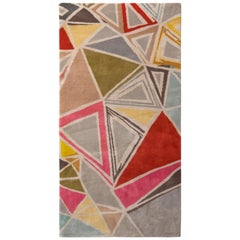 Rug & Kilim’s Mid-Century Modern Rug Geometric Gray Red Wool Custom Runner