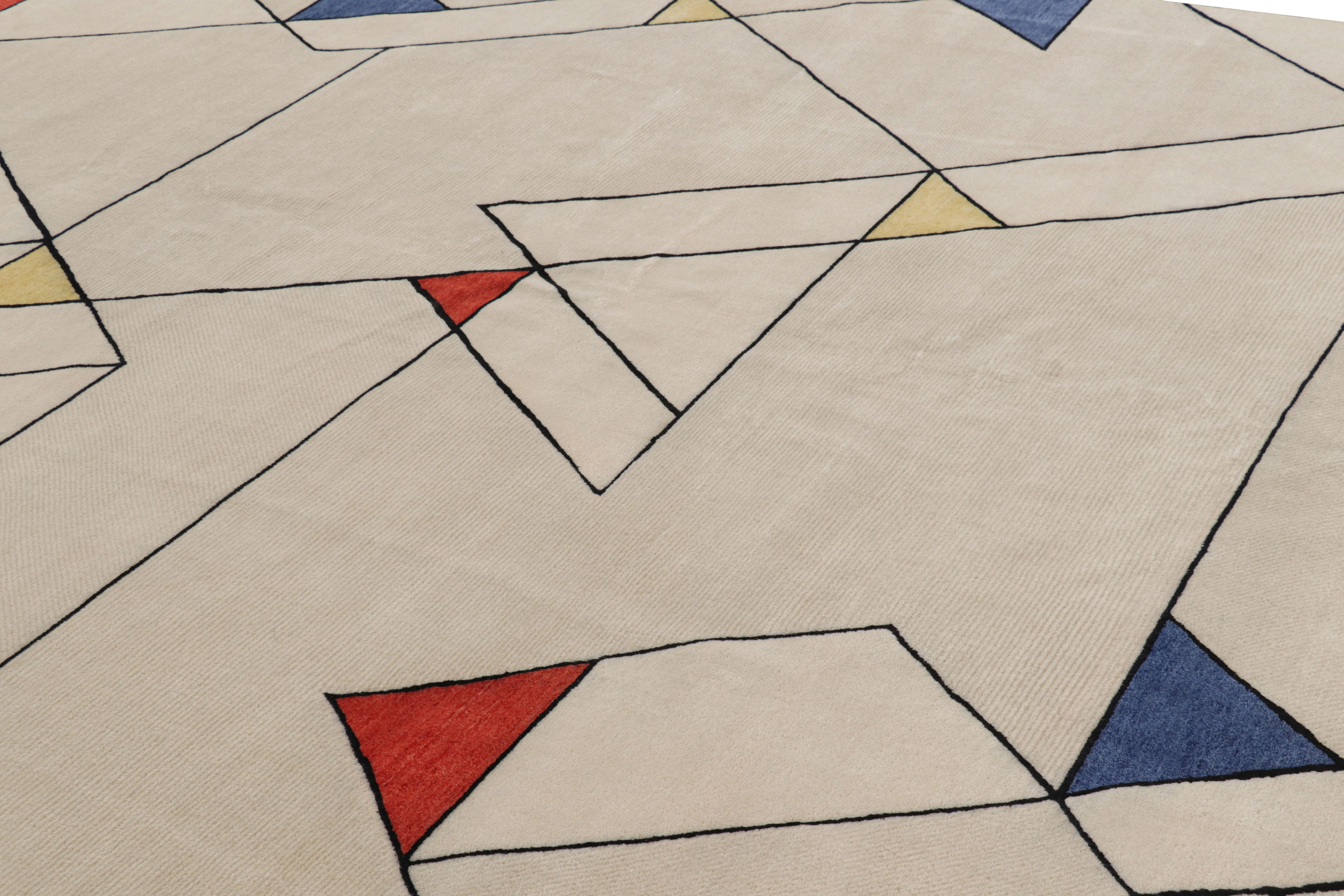 Hand knotted in wool, this 9x12 rug is the latest addition to Rug & Kilim’s Mid-Century Modern Collection; and features joyful multicolor hues.

On The Design:


This rug embodies a bold new approach to the mid-century modern aesthetic in high-end