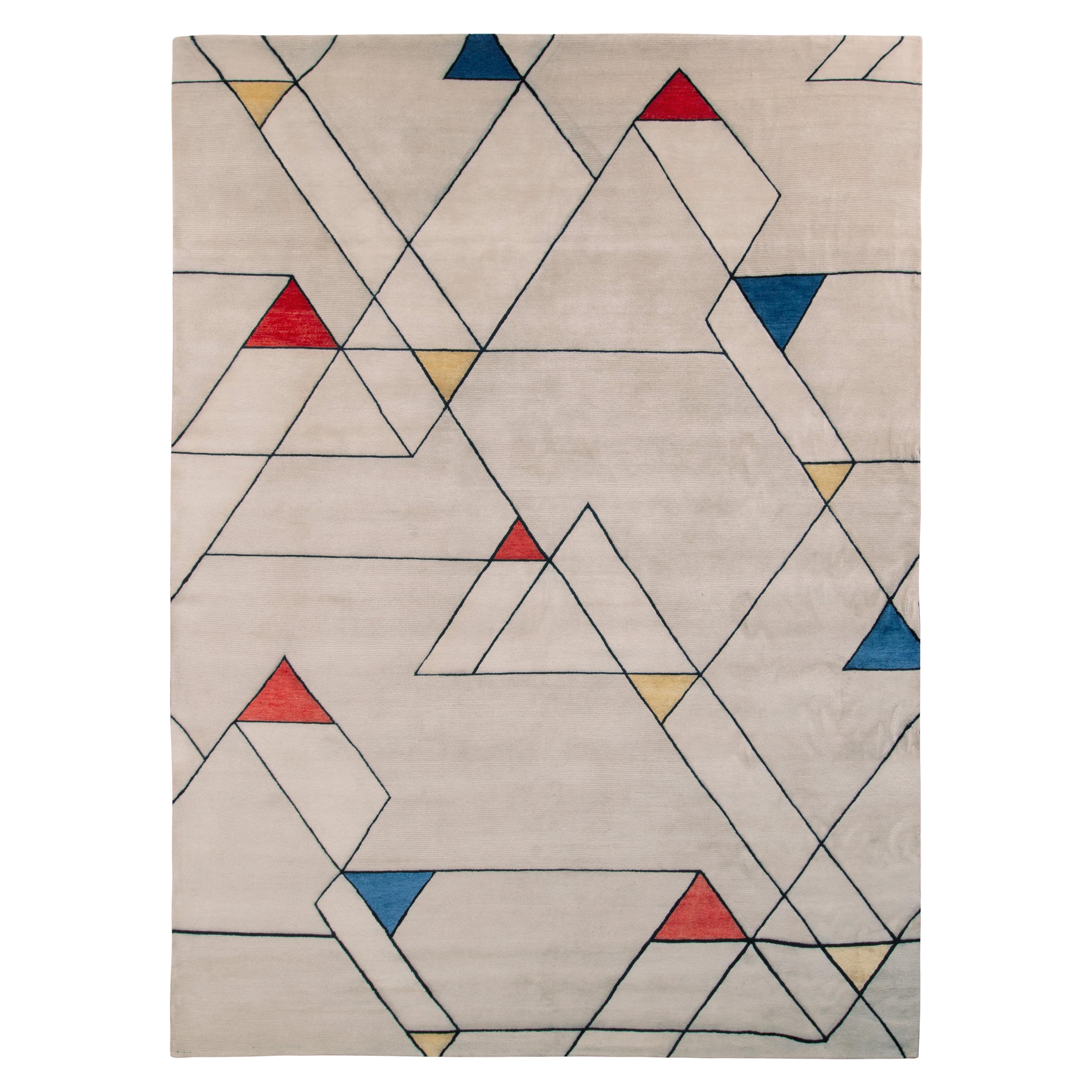 Rug & Kilim’s Mid-Century Modern Rug In Gray With Geometric Pattern For Sale